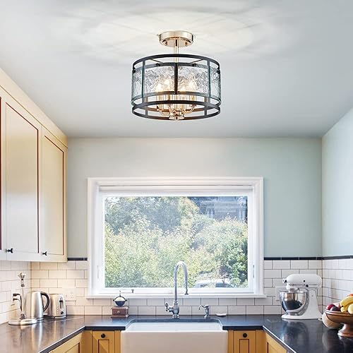Miniatura 7 de AGV LIGHTING CL016 Lámpara de techo de cristal moderna lámpara de techo semiempotrada D12 x H8 base E12 3 luces acabado de latón