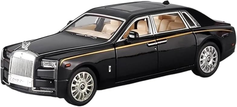 Scale Diecast Model 1 24 For Rolls-Royce Phantom Die-cast Car Collection Metal Model Car With Light And Sound Pull Back Toy Car Pre-Built Model Motor VehiclesBlack