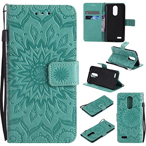 Urberry LG Aristo Case, LG LV3 Case, LG K8 2017 Case, Sunflower Wallet Case for LG Aristo/LG LV3 /LG K8 2017 (Green)