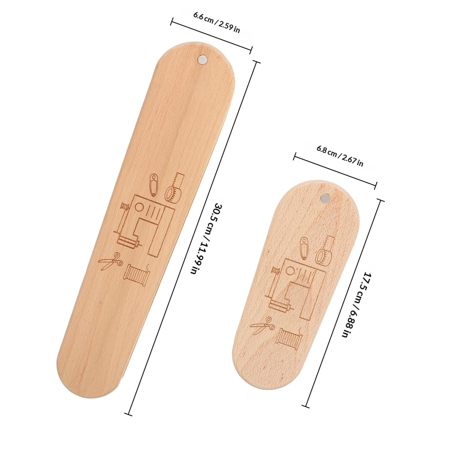 2 Piezas Badajo de Acolchado de Madera con Escala de Medición