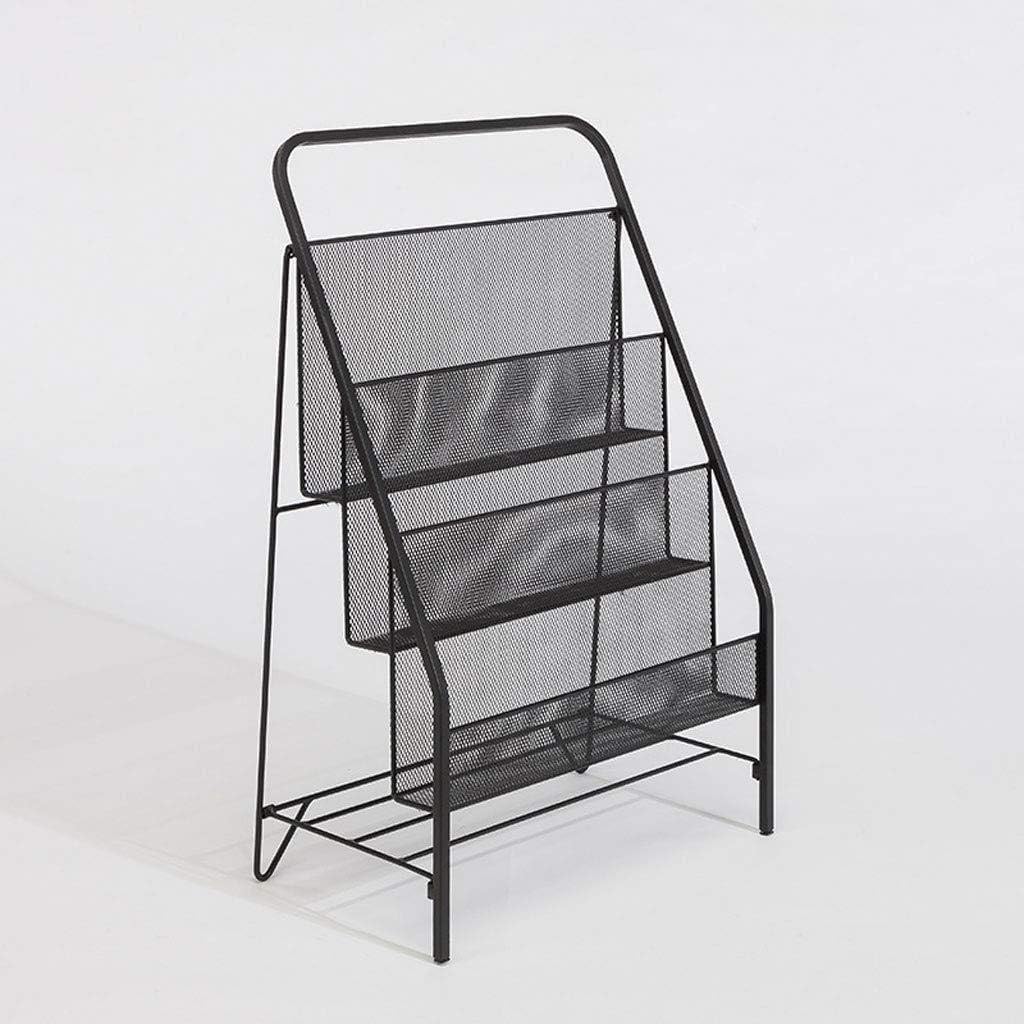 OGFC 28425 Decorative Living Room Bookcase Wrought Iron Bookshelf Metal Bedroom Bedside Office Magazine Rack Book Album Storage Cabinet Bookcase Suitable for Home and Office