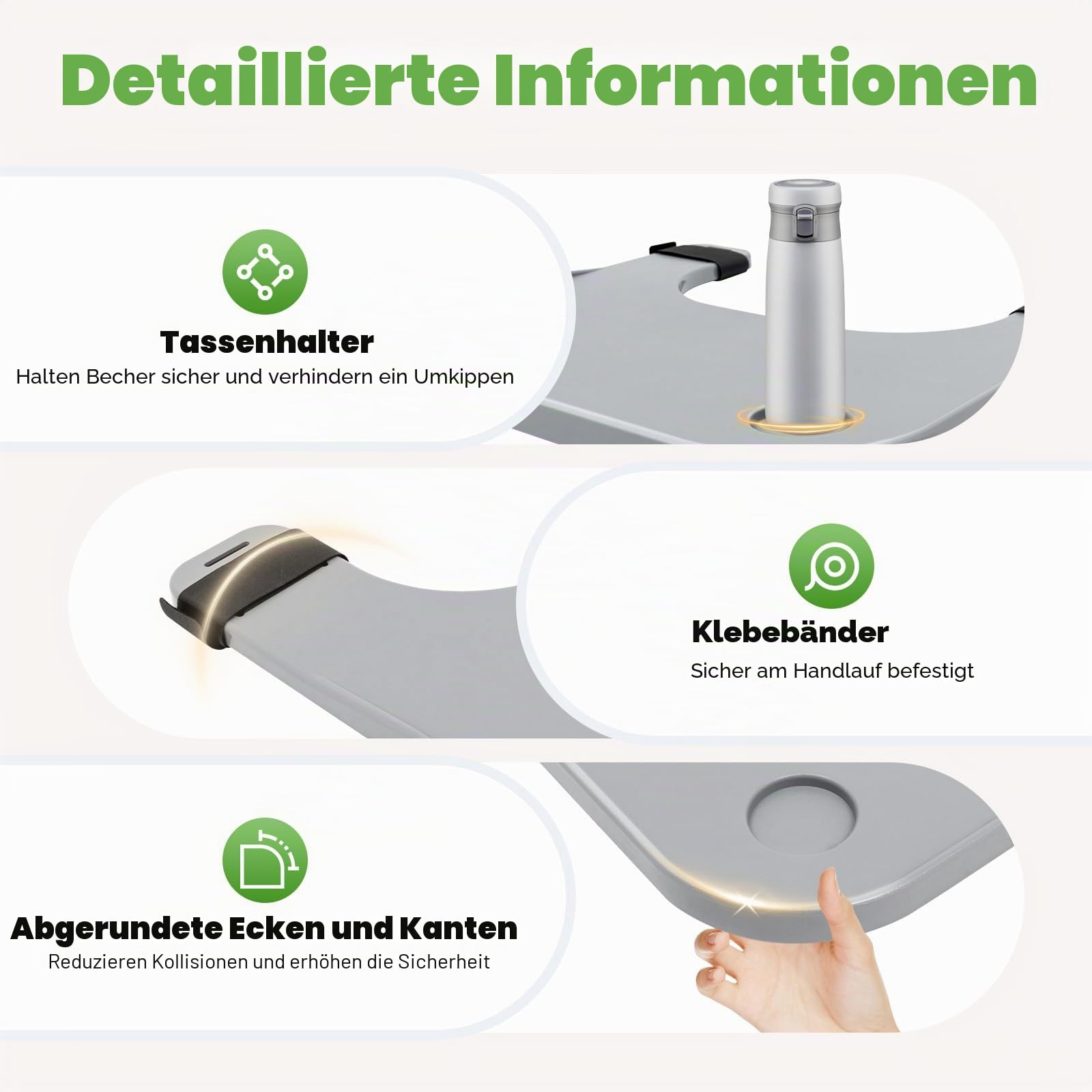 Rollstuhl Tablett Therapietisch Speisetisches Rollstuhltisch Abnehmbar 52*58cm Rollstuhlzubehör Zum Essen, Lesen Und Ausruhen - Tragbarer Universal-Tablett-Schreibtisch Mit Getränkehalter Große Größe
