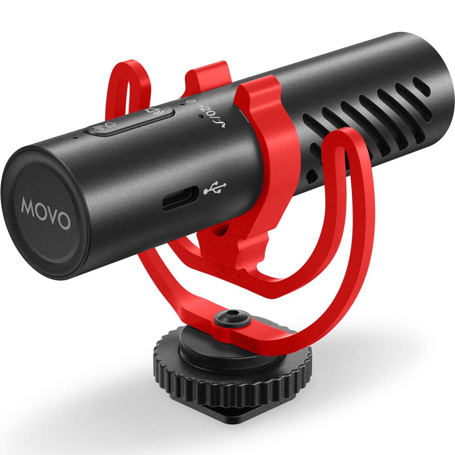 Movo VXR10-AI Shotgun Microphone with AI Noise Cancellation - Camera Microphone for DSLR, Smartphone & Computer - Supercardioid On-Camera Mic with 3.5mm & USB-C Cables