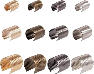 Mega Pet 300Pcs Wavy Textured Iron Fold Over Cord End Clips 4 Colors Leather Rope Clips Cylindrical Open Crimp Foldable Leather Tassel Fastener Without Loops for DIY Jewelry Making