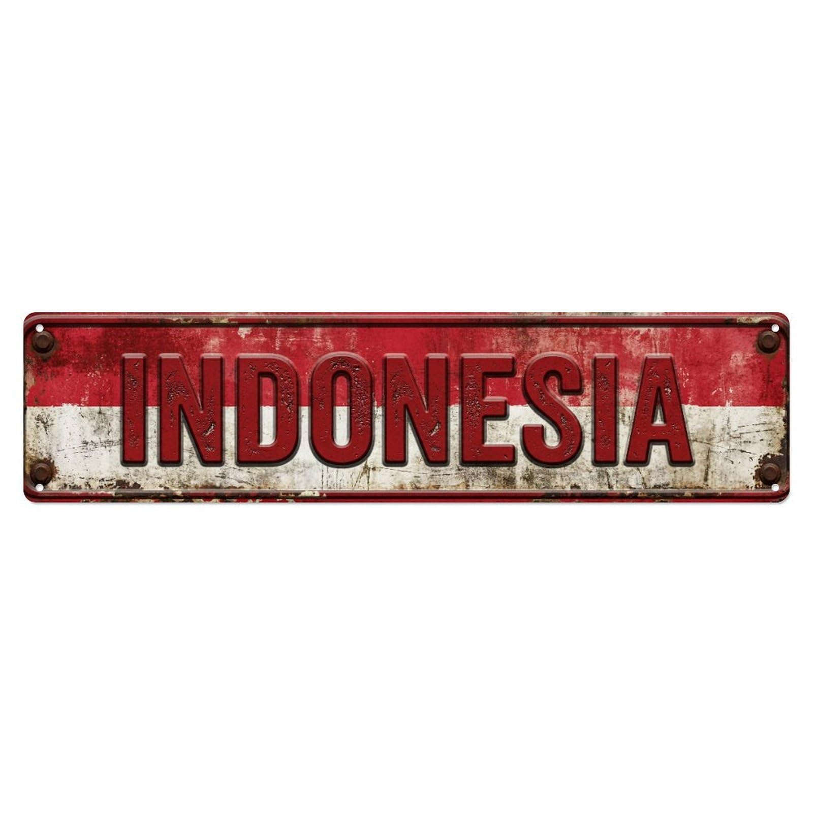 Metal Tin Sign Vintage Indonesia Flag Pattern