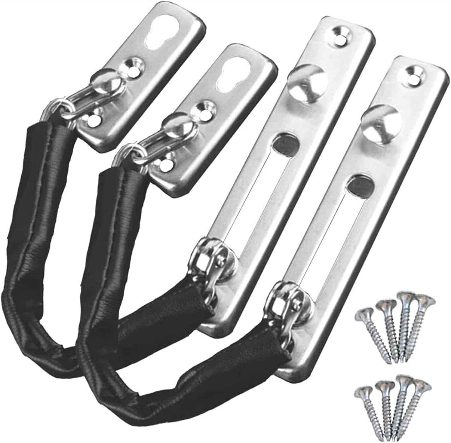 Door Chain Lock,Bolt Gate Latches,Latch Safety Limiter,2PCS Thickened Stainless Steel Anti-Theft Chain Door Link Buckle Room Hotel Hotel Security Door Chain Lock Household Free Punching