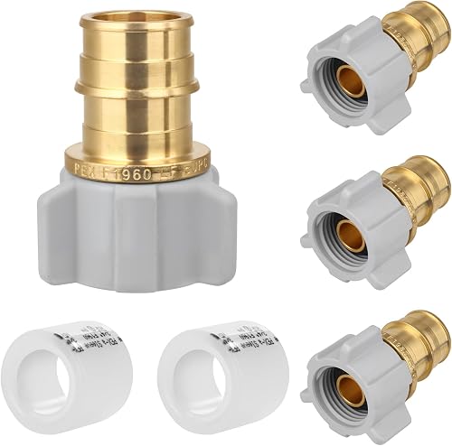 (4-Pack YVSKM) 3/4" PEX-A × 1/2" Female NPT Swivel Adapter, Lead-Free Brass Full