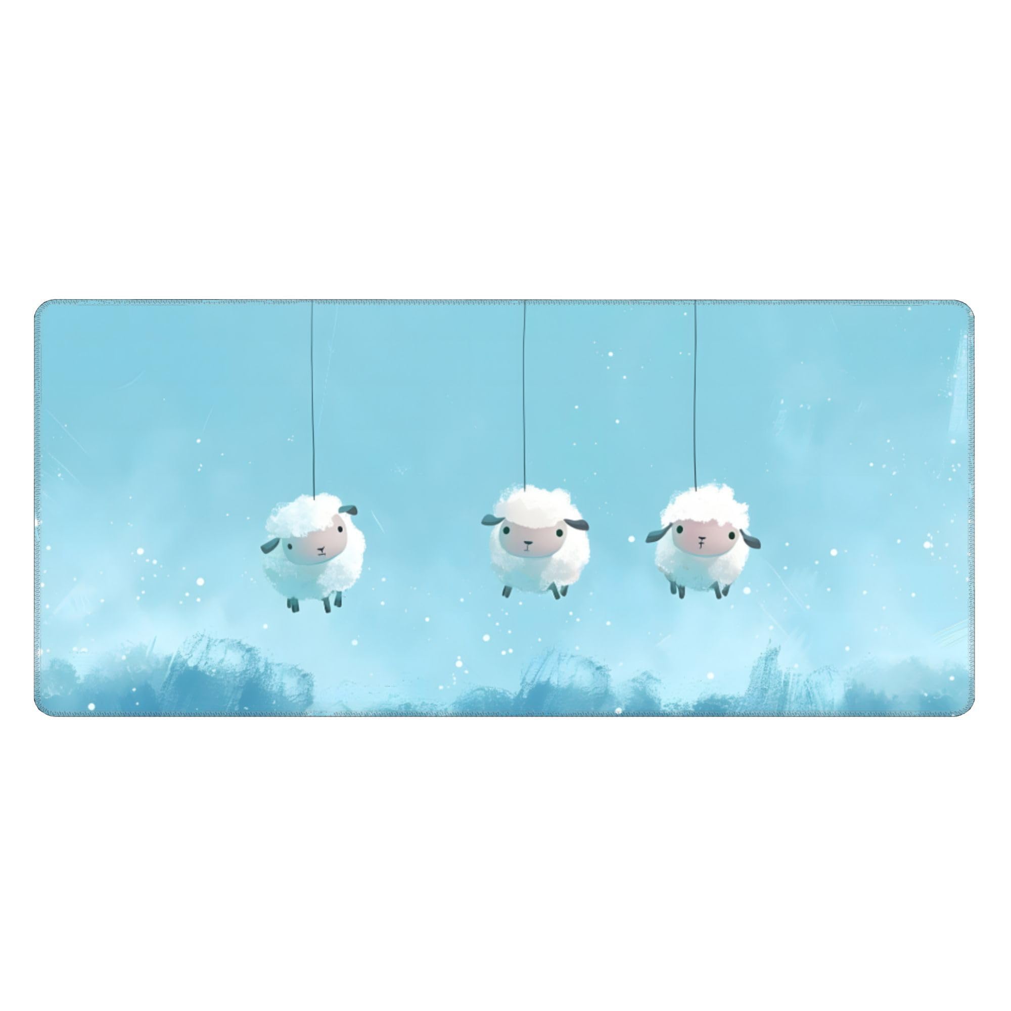 Sheep Animal Cute Extended Gaming Mouse Pad, with Stitched Edges Large Mouse Pad Desk Protector, Rubber Base Mousepad Keyboard Mouses Mat for Work Game Office Home- 32" X 12" Inch