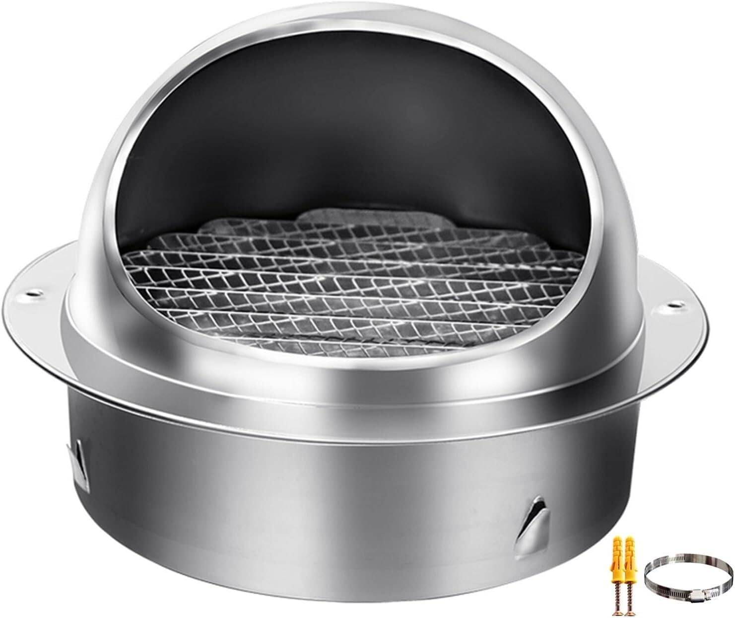 JvFbjLF 304 Stainless Steel Ventilation Port Household Ventilator Grille Cover Metal Round Wall Flux Vent(120mm)