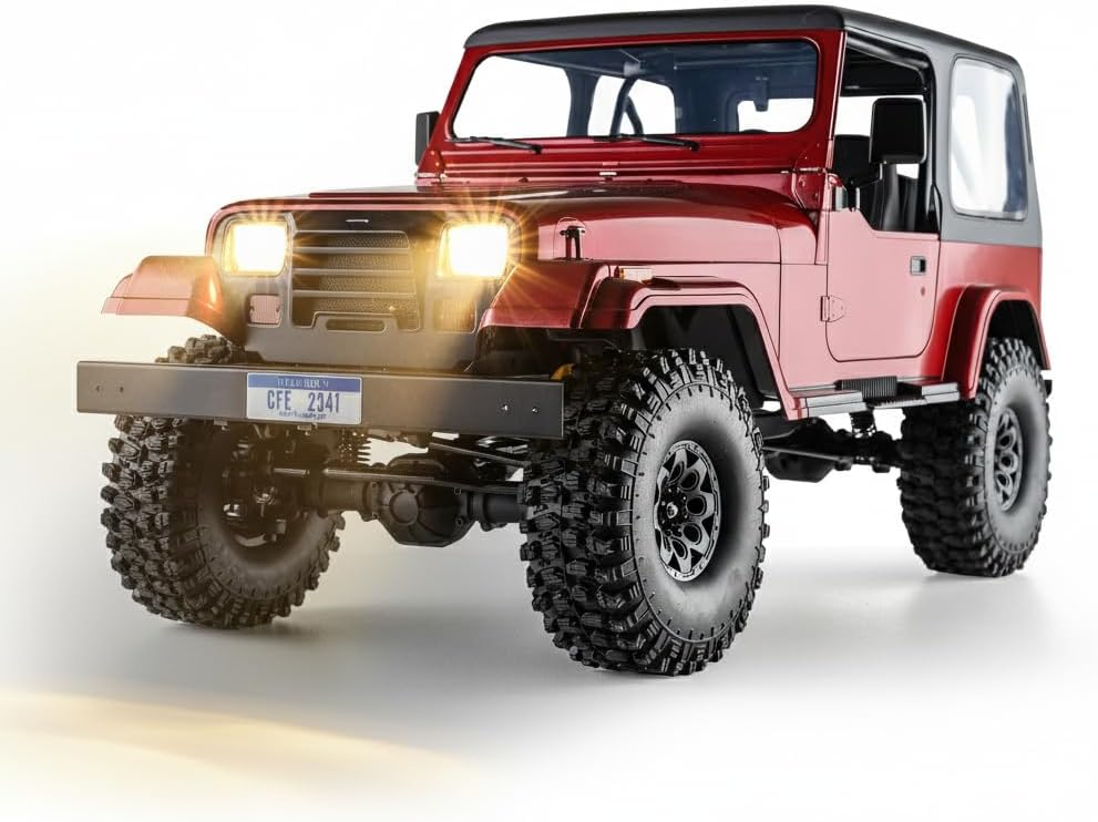 EAZYRC FMS Rochobby 1/10 RC Crawler Mashigan RC Truck 4x4 RTR, RC Car with Foldable Front Windcreen, Convertible Top (RS Version)