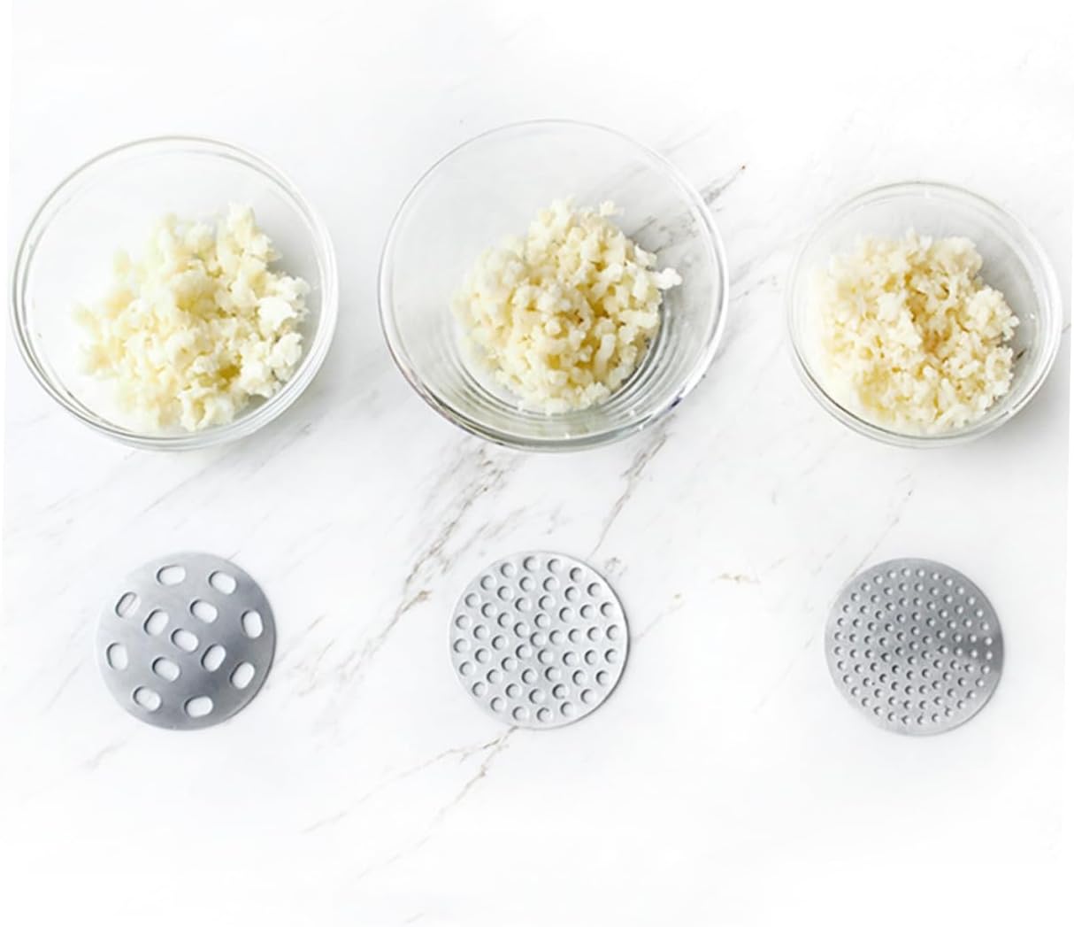 LABRIMP Non- Silicone Handle Potato Tool Food Pressing Device Interchangeable Disks for Pureeing Vegetables and Fruits for Making Smooth Potatoes