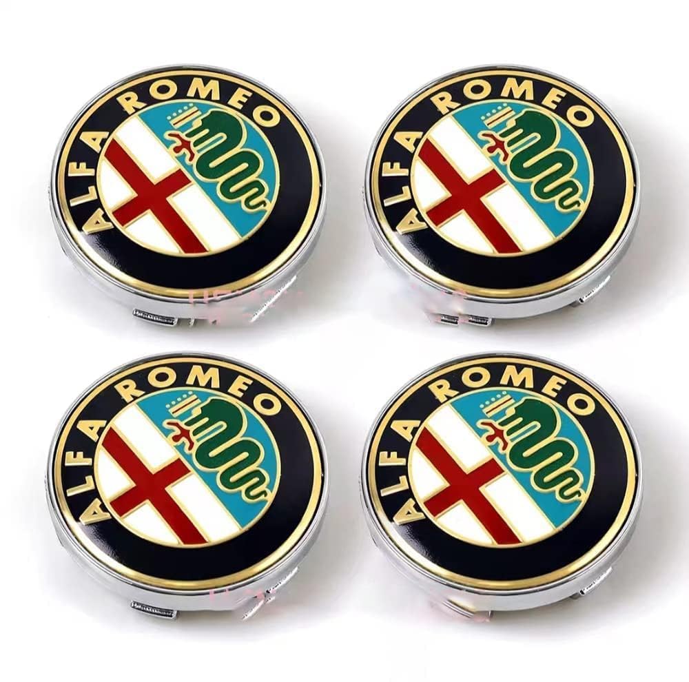 ACUMLS Car Hub Centre Caps for Alfa Romeo GTV, Waterproof Hubcaps DustProof Rims Badge Wheel Center Caps Exterior Decoration Accessories 4pcs,A-60mm