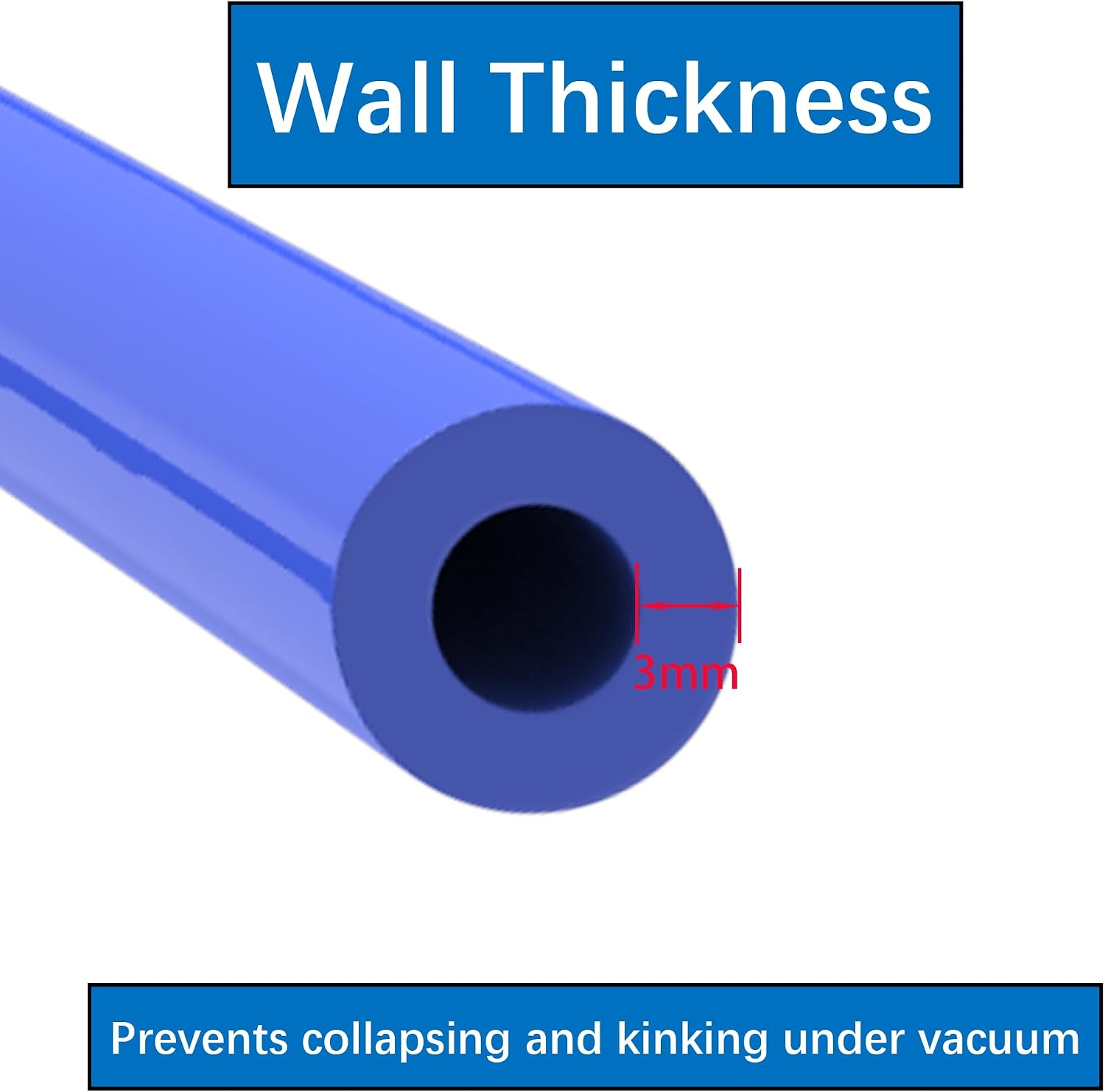 1/4" (6mm) ID Silicone Vacuum Tubing Hose Line 10FT 130PSI Max Pressure, Blue