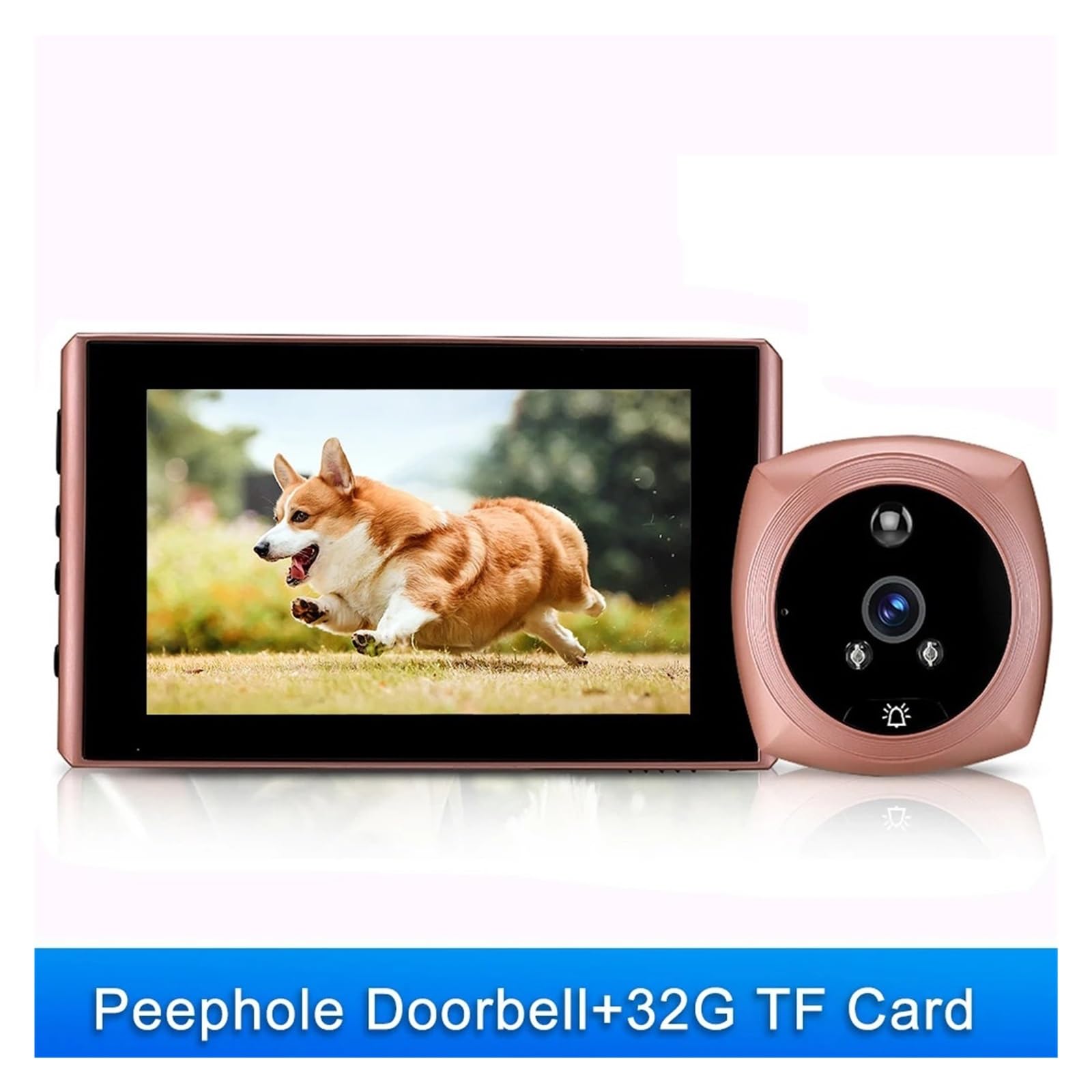 Timbre De Puerta con Vídeo 4,5 Pulgadas, Cámara Inteligente Detección Movimiento For El Hogar, Visor Visión Nocturna PIR Gama de Entornos Domésticos(Pink 32GB Card)