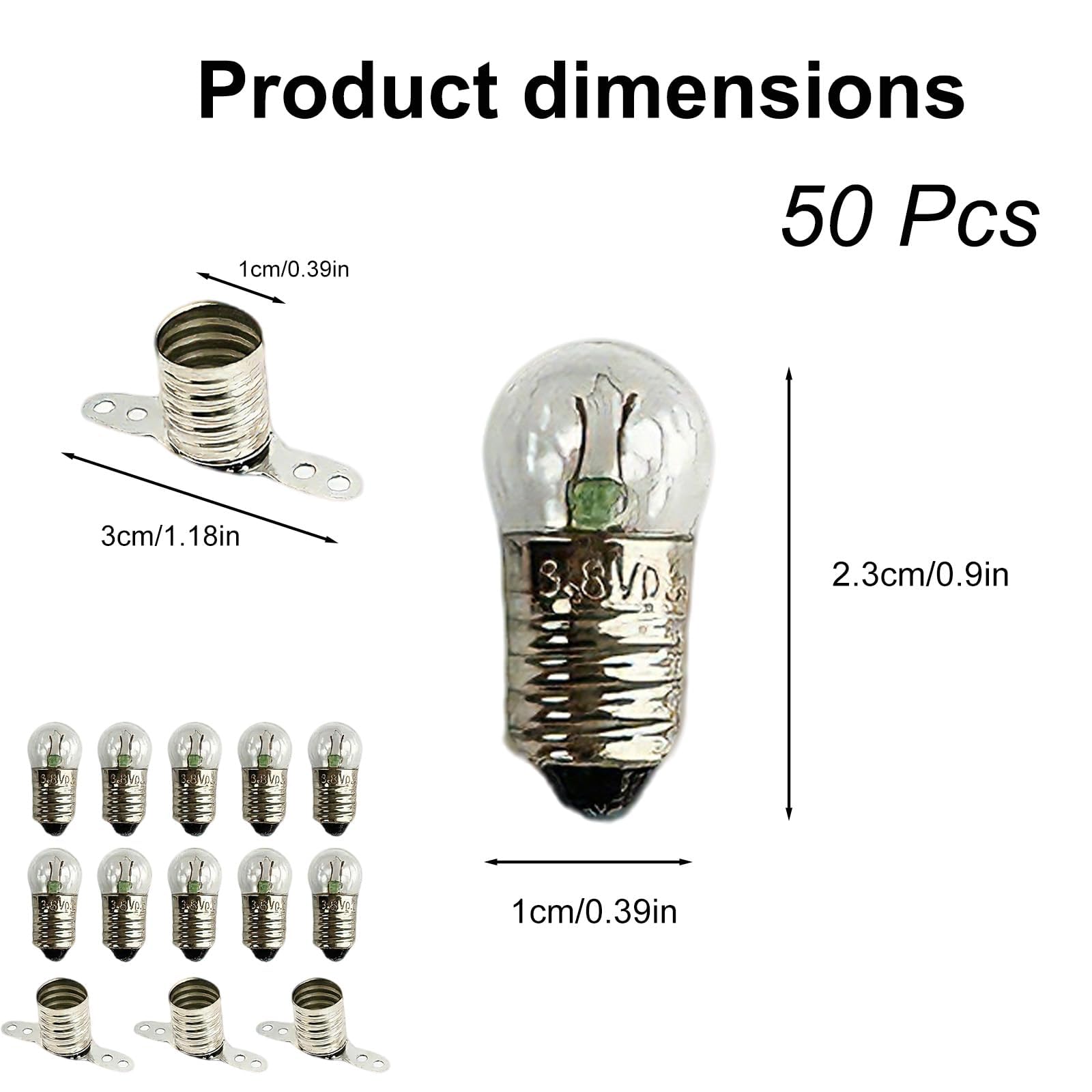 Kit Completo de Educación Eléctrica: 25 Bombillas de 3.8V 0.3A E10 con 25 Portalámparas Base E10,para Experimentación en Circuitos Eléctricos Escolares y Manualidades Técnicas con Material Didáctico — view 2