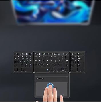 Katlanabilir Bluetooth Klavye + Touchpad Ultra Taşınabilir Type-C Şarj Siyah Tek Ebat