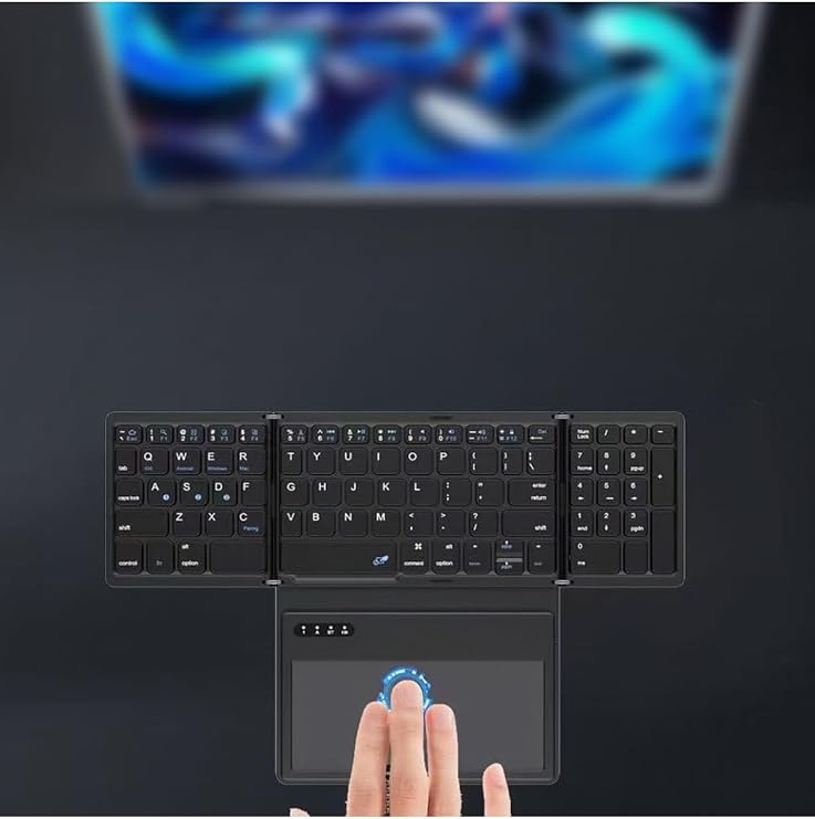 Katlanabilir Bluetooth Klavye + Touchpad Ultra Taşınabilir Type-C Şarj Siyah Tek Ebat