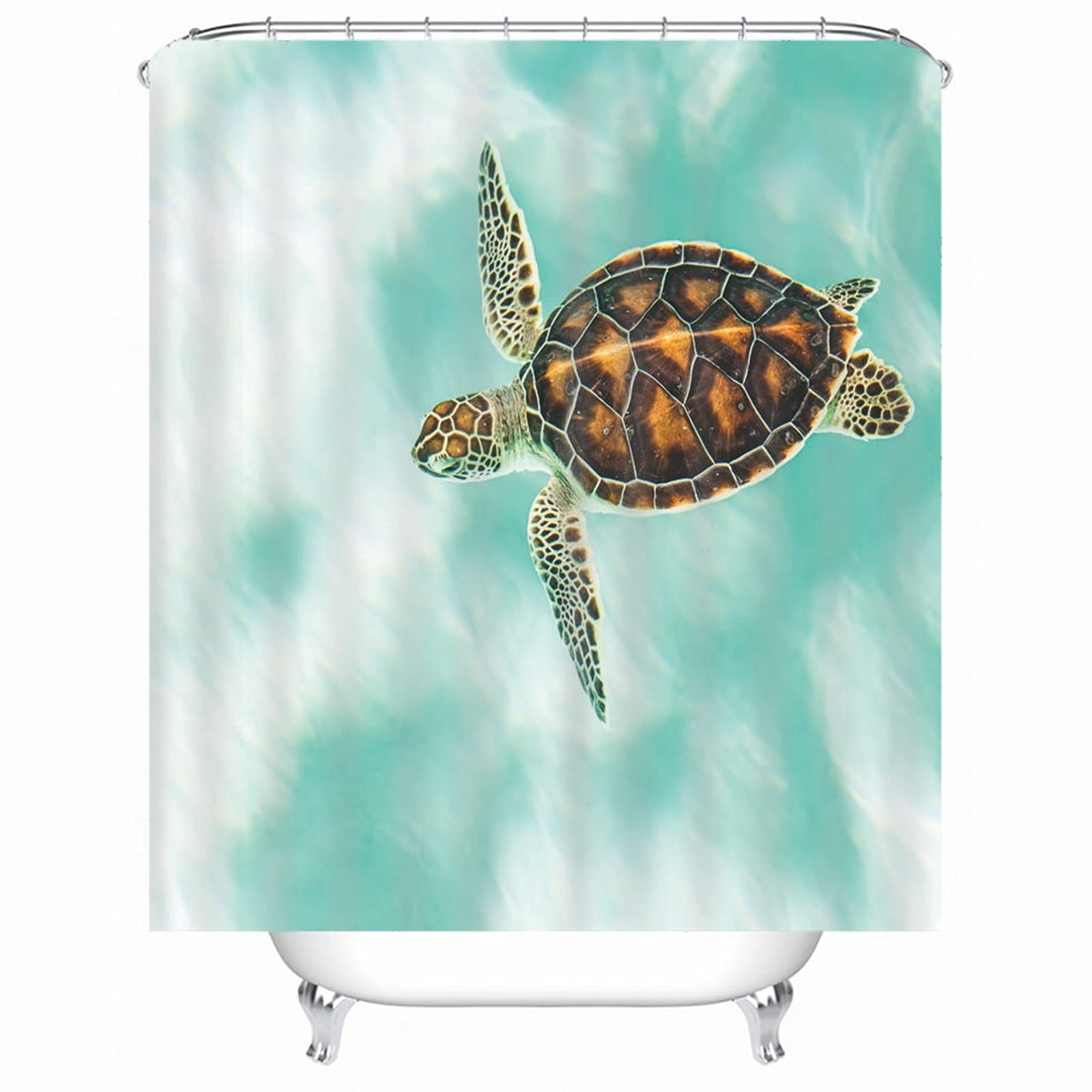 Tende da Bagno Verde Tende da Bagno Lavabili Tenda Finestra Bagno Poliestere con Ganci Tenda Doccia Tartaruga, 180x180cm