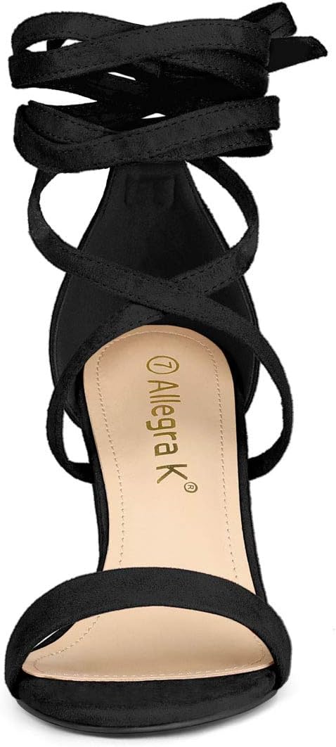 Allegra K Women's Strappy Lace Up Heel Chunky High Heels Sandals - Image 2