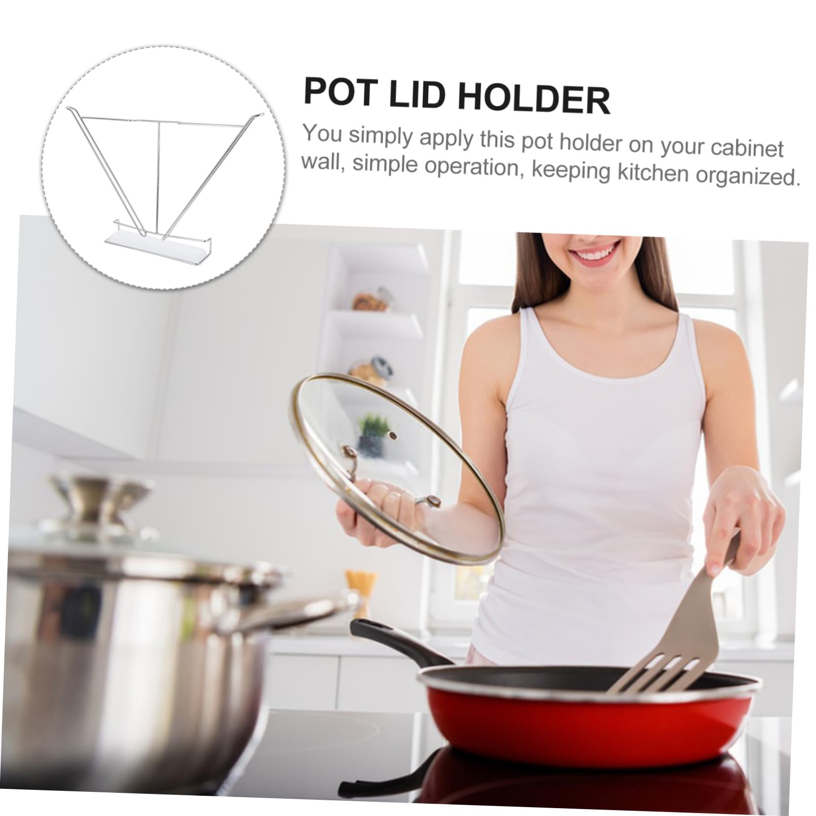 IMIKEYA Porta Coperchi da Parete in Acciaio Inox 304 Argento per Cucina