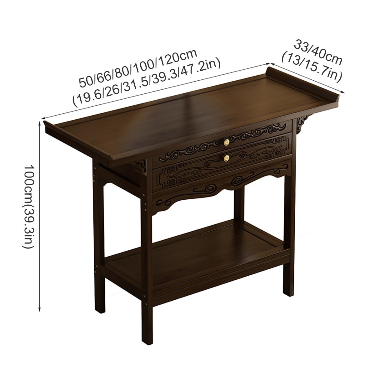Autel Bouddhiste,Table D'autel Puja Wiccan en Bambou, Armoire Dieu de la Richesse,Style Modern, offrent Un culte aux ancêtres de Guanyin, Le Dieu de la Richesse(80cm,33cm)
