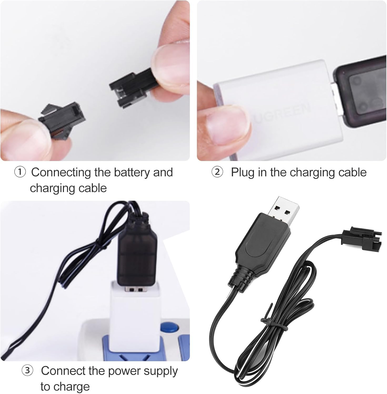 YUNIQUE GREEN-CLEAN-POWER - 2 Pezzi Caricabatteria USB 3.7V Cavi Caricabatteria RC per Batterie NiCd/NiMH/LiPo con Spina SM-2P Compatibile con Auto RC, Droni FPV