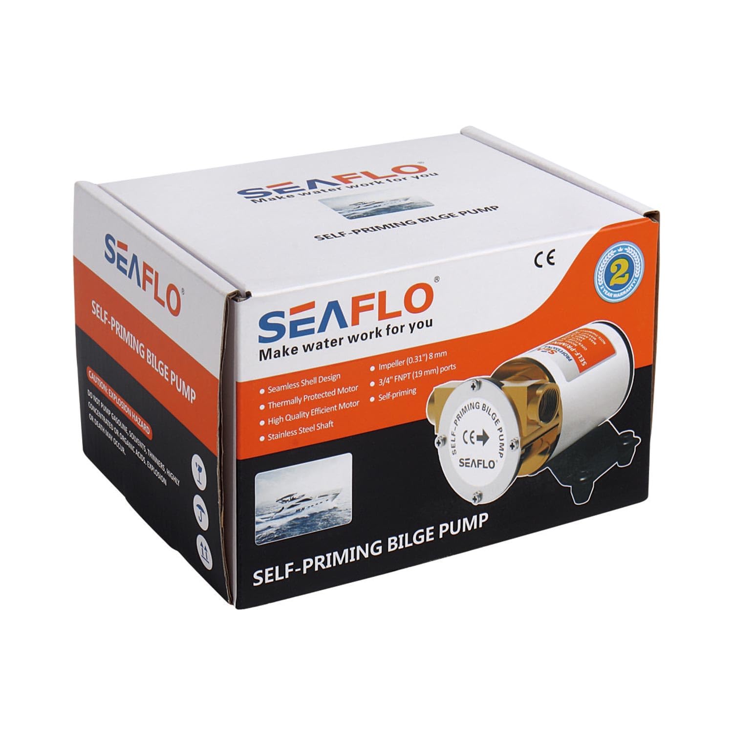 LIGHTEU, SEAFLO SFSP1-080-003-01 - Pompe de cale 12 V, 30 L/min (8 GPM) en bronze auto-amorçant, automatique, avec soupape de retenue et filtre pour bateaux, yachts, drainage de sentine