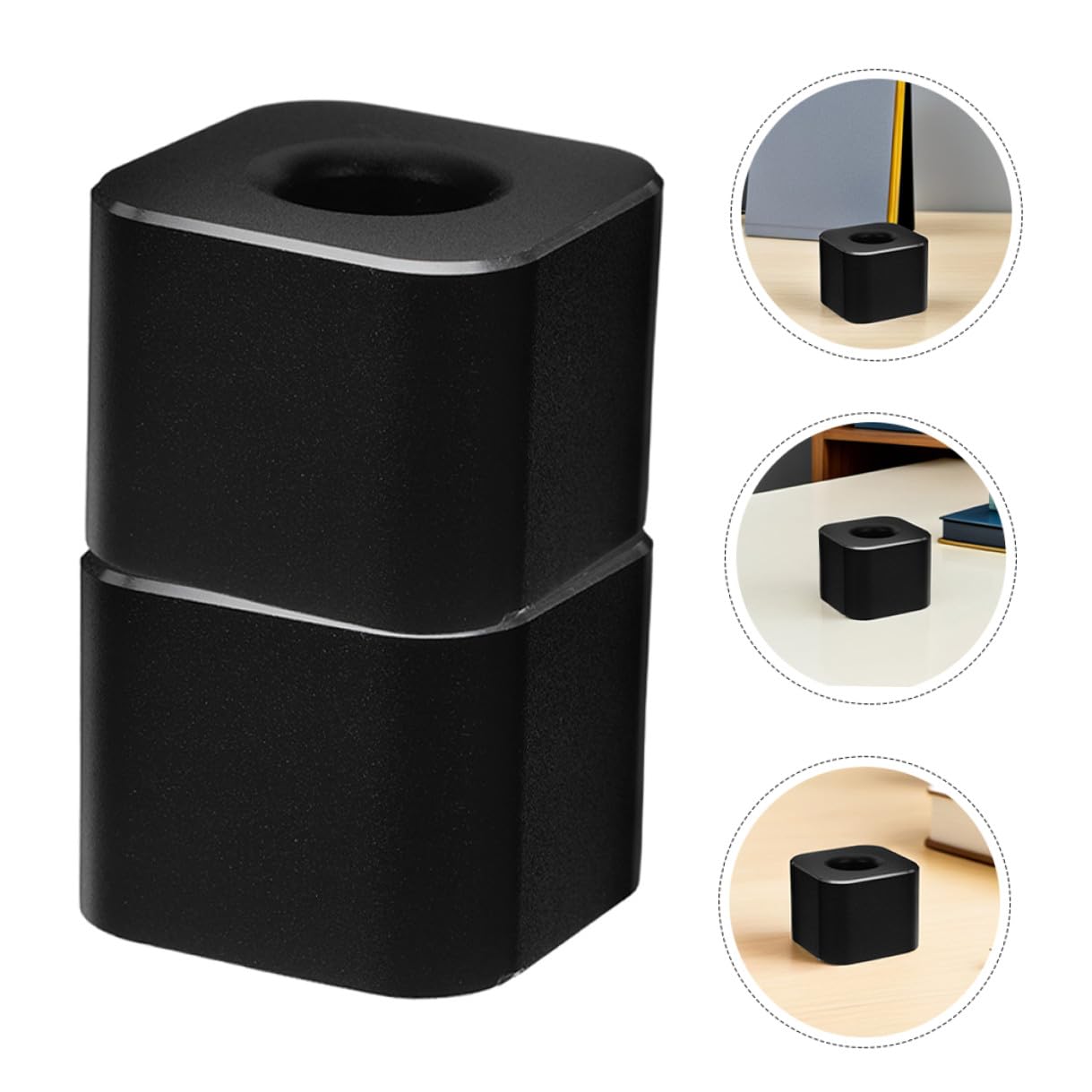 Healeved Portapenne in Metallo Singolo Base Quadrata Nera Mini Organizer da Scrivania per Studenti e Ufficio Set da 4 Pezzi Compatto e Resistente per Cancelleria