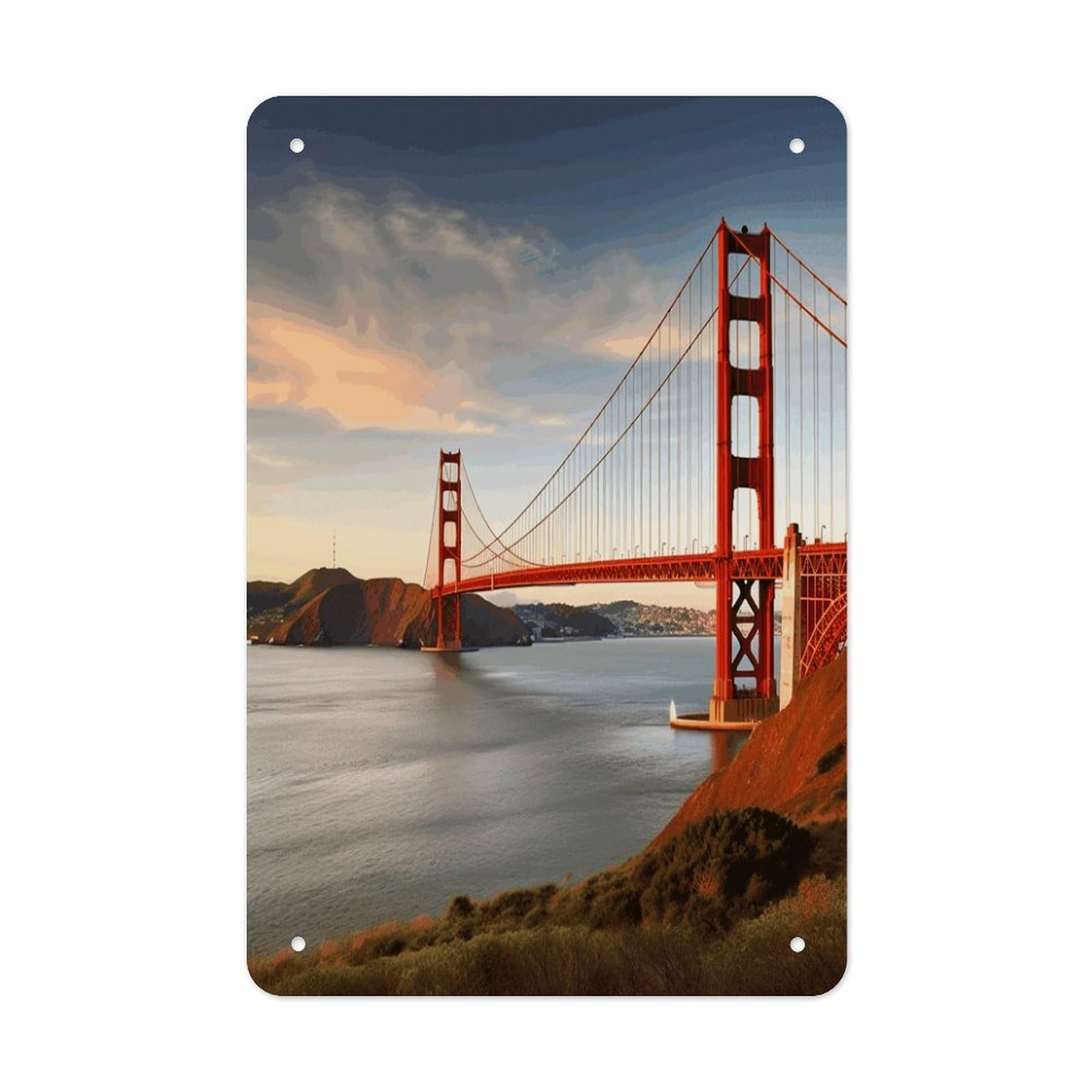 VstaDank Golden Gate Bridge Metal Tin Signs Personalized Wall Art Prints Decoration Art Poster Funny Vintage Tin Sign Iron Sheet Painting Metal Signboard Decor Painting for Wall Decor
