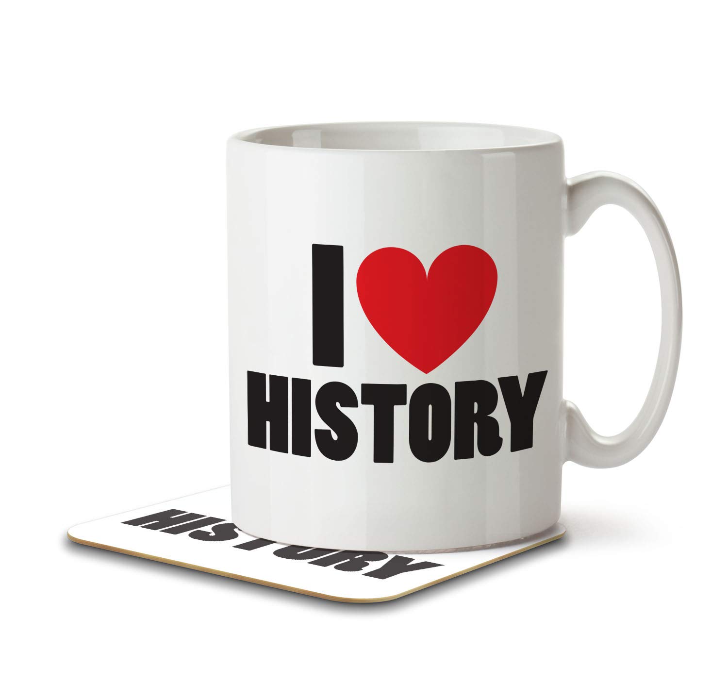 The Inky Penguin White - I Love History - Mug And Coaster, Ceramic, 11Fl. Oz.