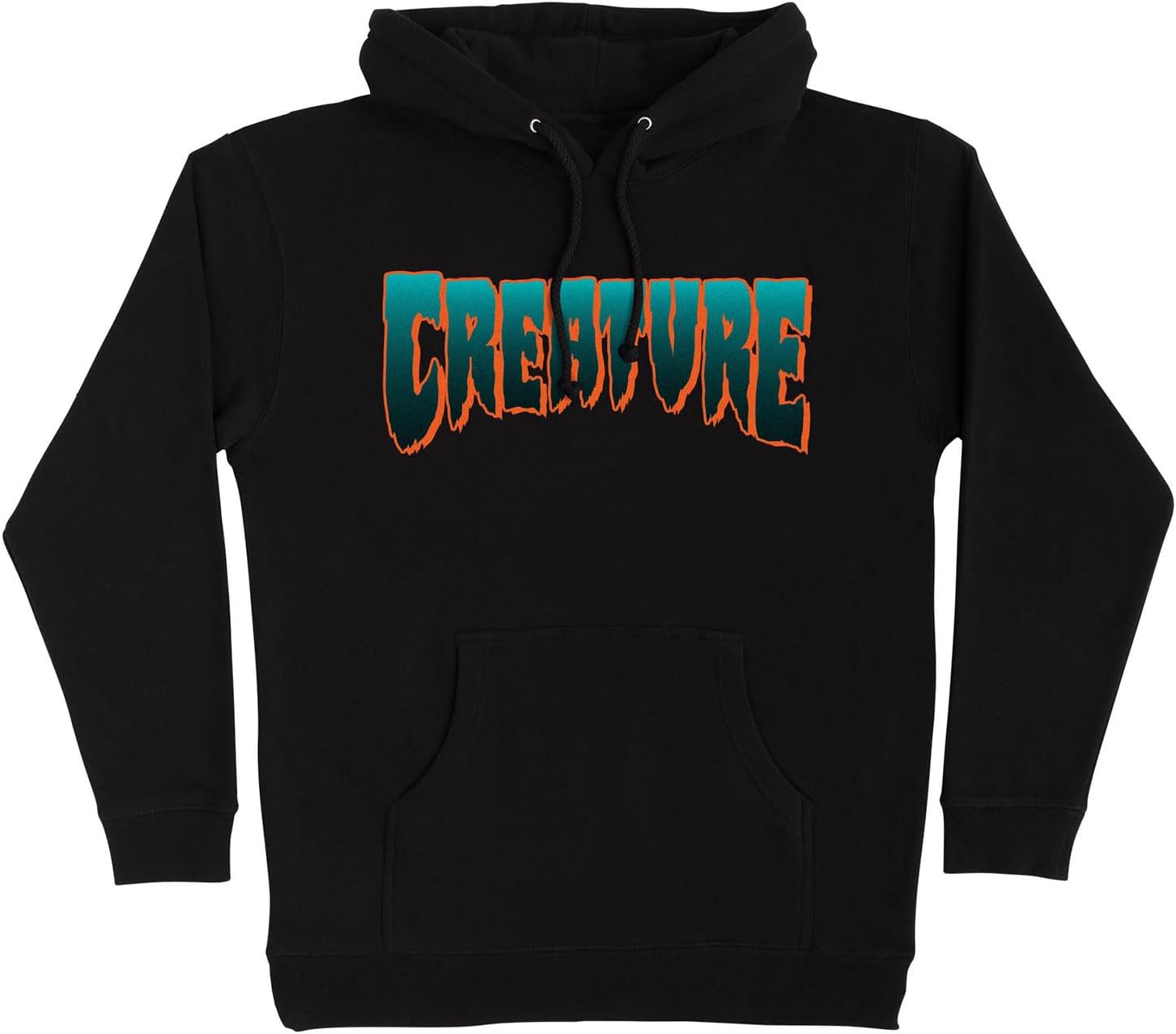 CREATURE Logo P/O Hooded Heavyweight Sweatshirt Black w/Teal Med Mens