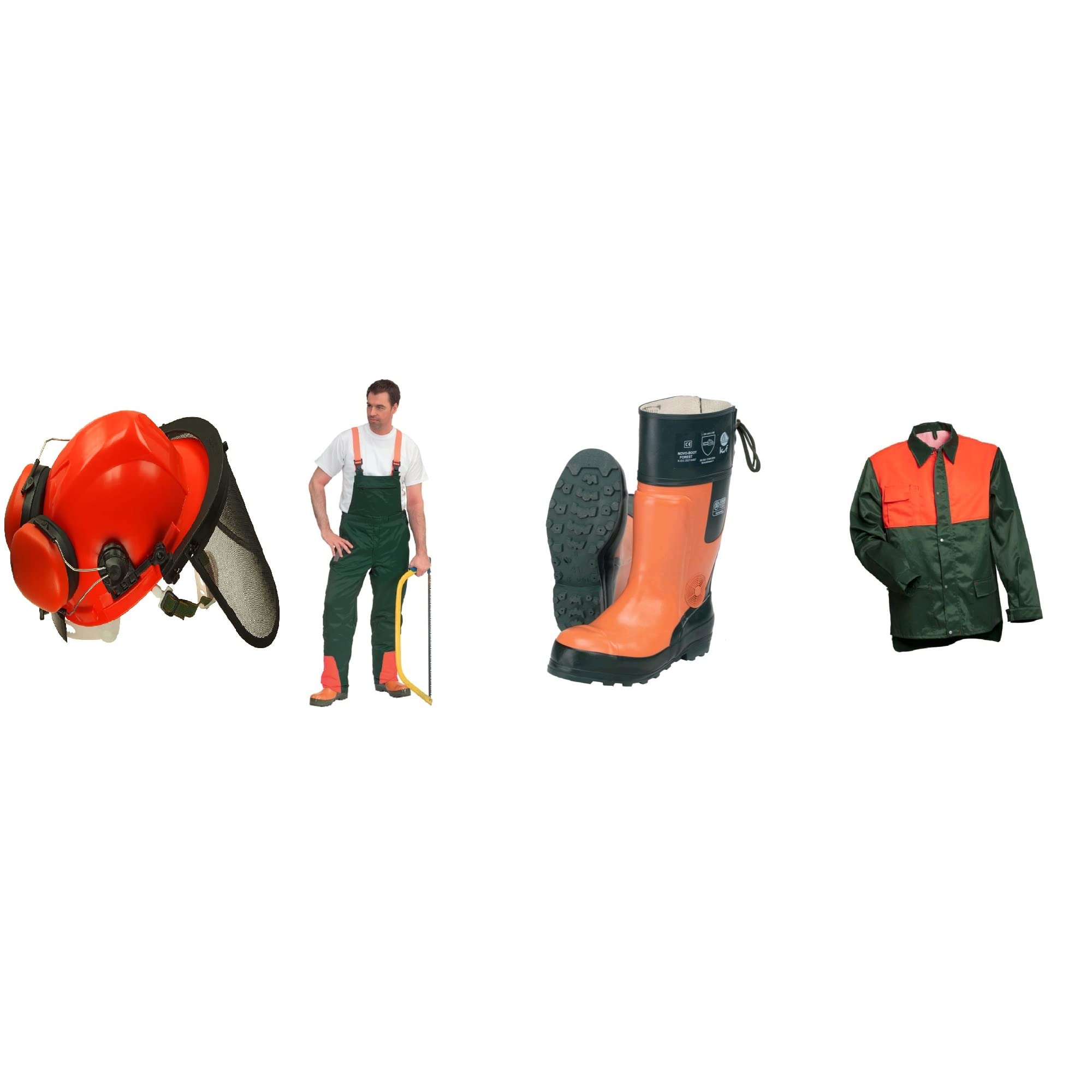 SWS Forst GmbH 4er Schnittschutzset Schnittschutzhose Forstjacke Forststiefel Oregon Helm