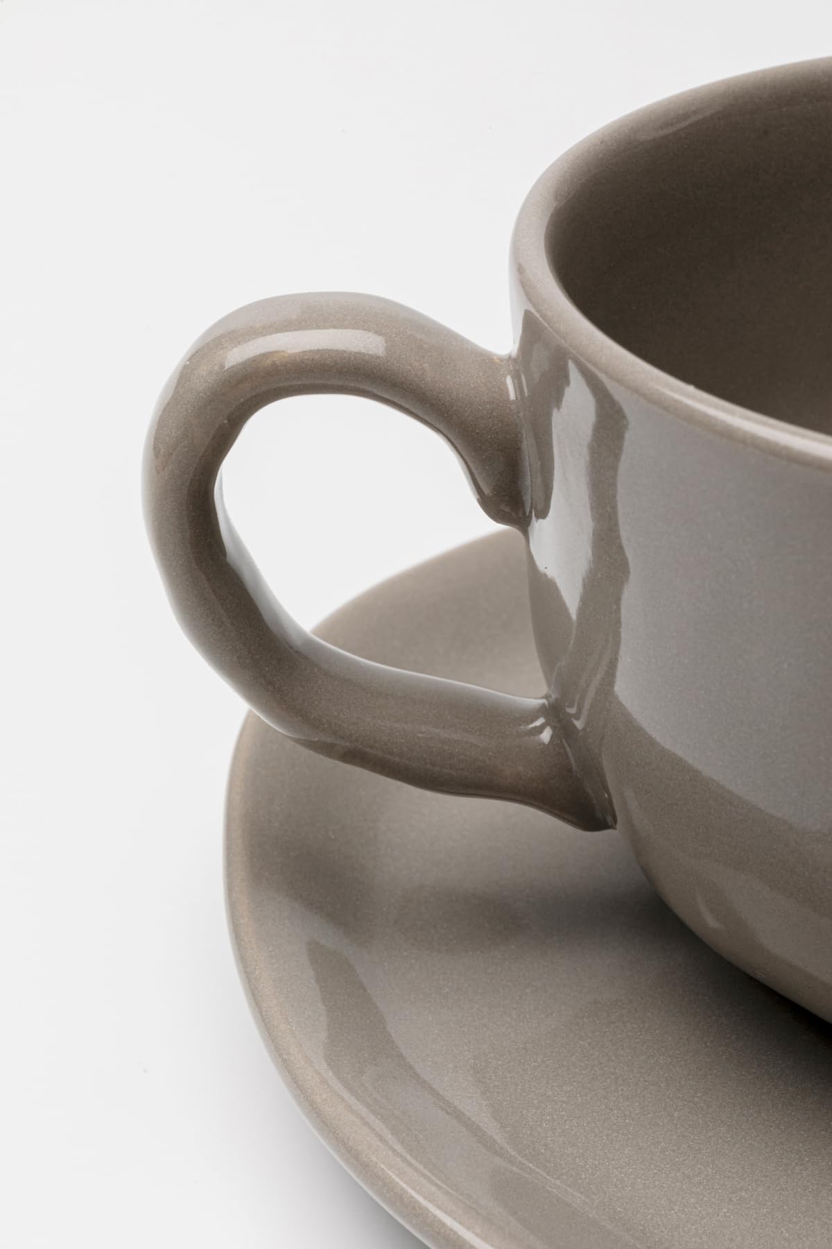 Kare Design Kaffeetasse Organic mit Untertasse, Tassen-Set, 6-teilig, Grau, 390ml, Spülmaschinengeeignet, Geschirr-Set, Modernes Design, Steingut