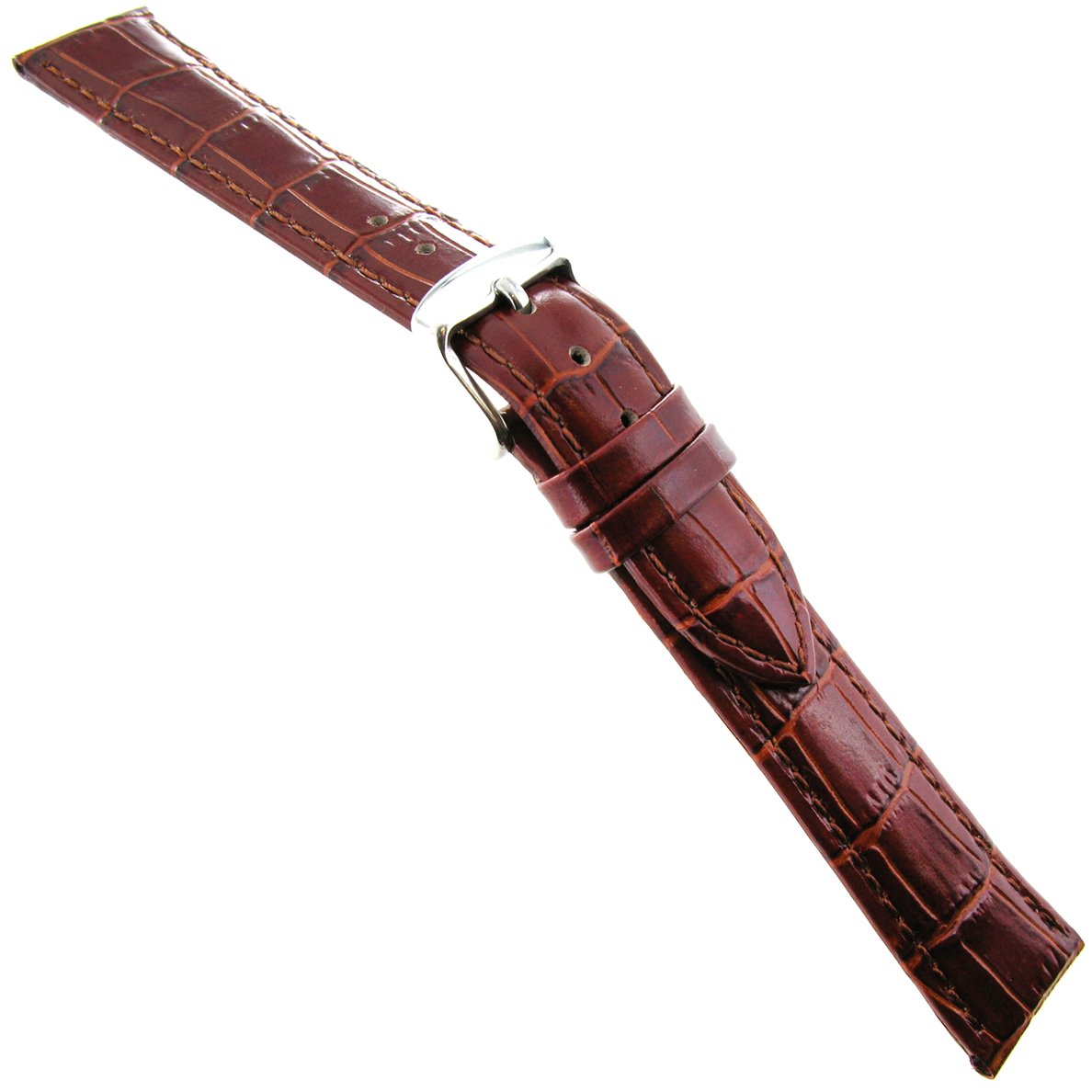 19mm DB Baby Crocodile Grain Havana Padded Replacement Watch Band Long