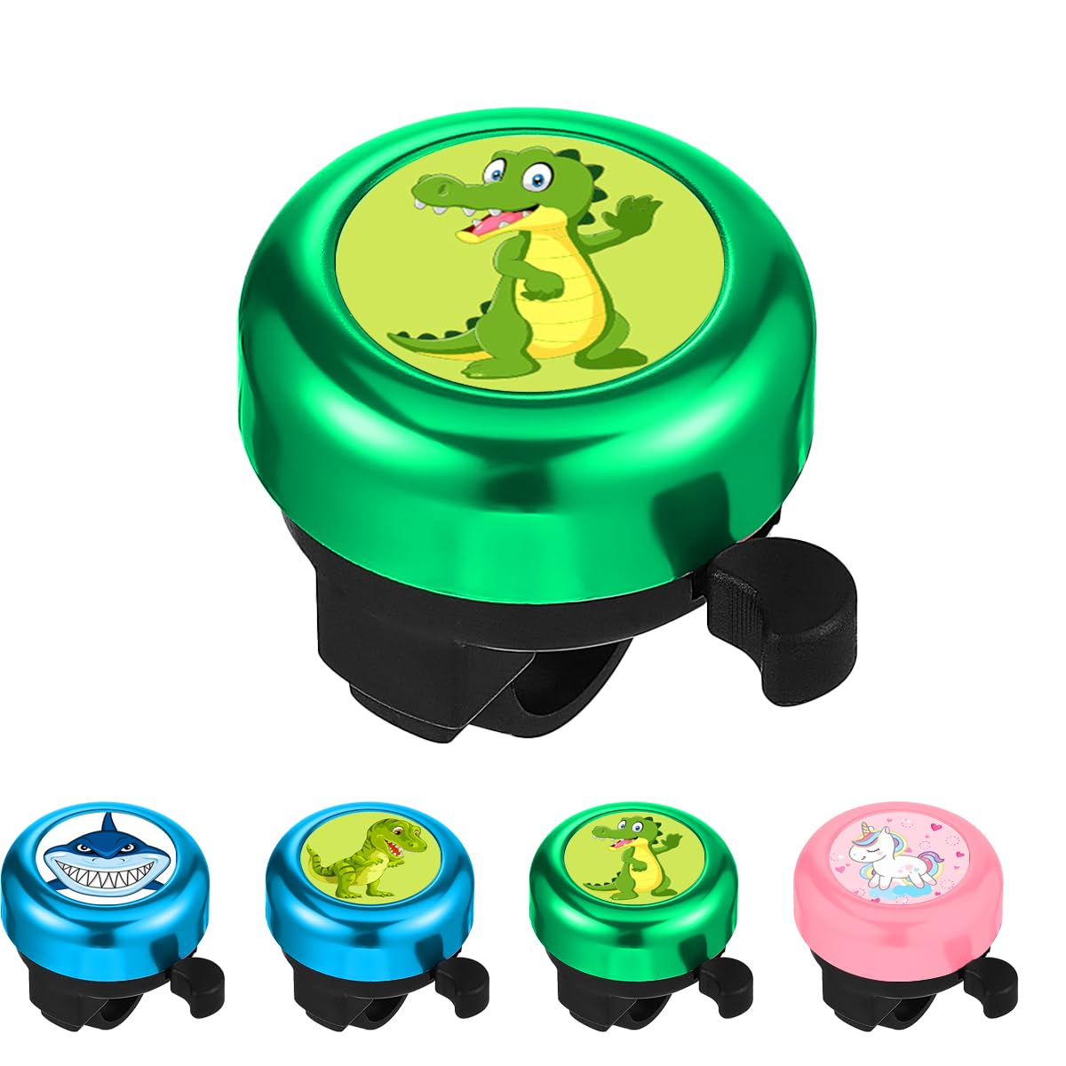 Garegce Kids Bike Bell, Cute Bike Horn Bicycle Bell for Boys and Girls with Loud Sound, Universal Cartoon Mini Handlebar Bells for Adults Toddler Bikes, Scooters and Cycling Accessories - Crocodile