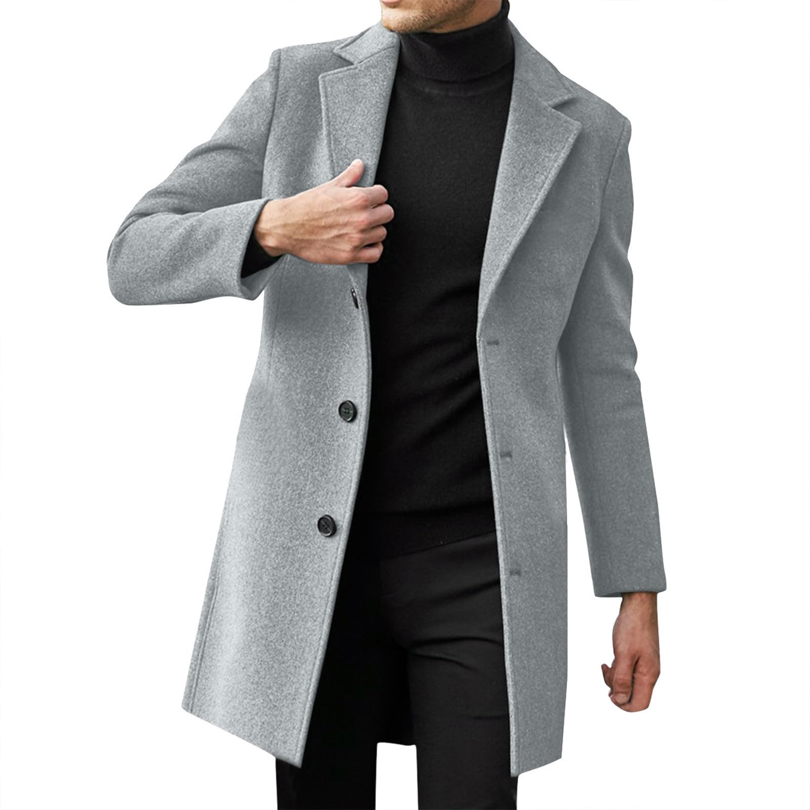 mastyle Men’s Woolen Long Trench Coat Slim Fit Winter Overcoat-picture-22