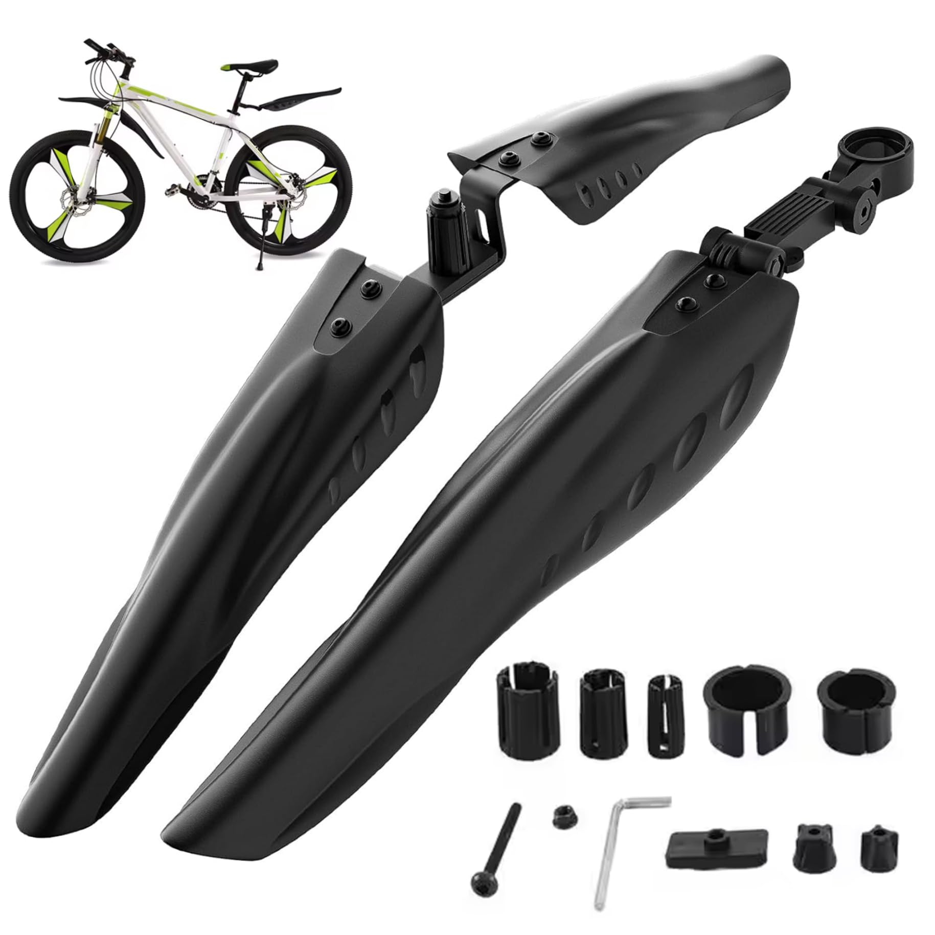 Lawnrden Set, Adjustable Set, Front and Rear Fenders, Quick Release Attachment, Widened and Thickened for Mountain Bike, City Bike Wheel Protection Fenders