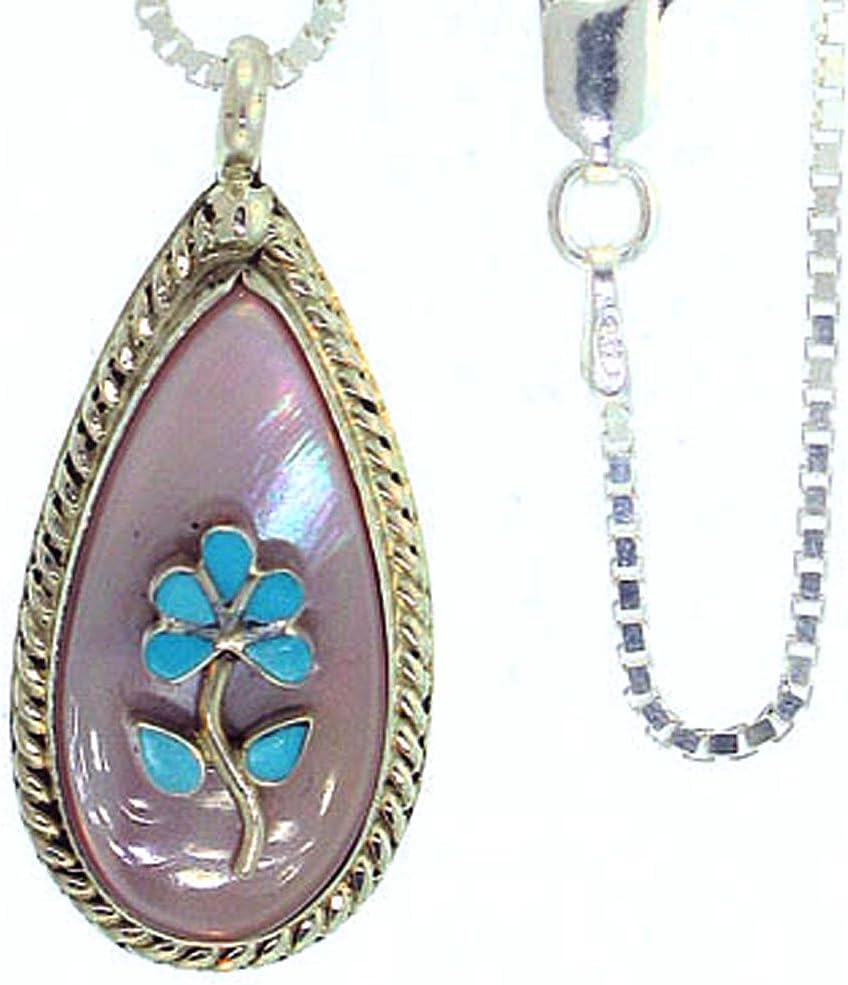 By Zuni Artist Rodney Lasiloo: Beautiful! Sterling-silver Navajo Tree of Life Turquoise/Mother of Pearl necklaces