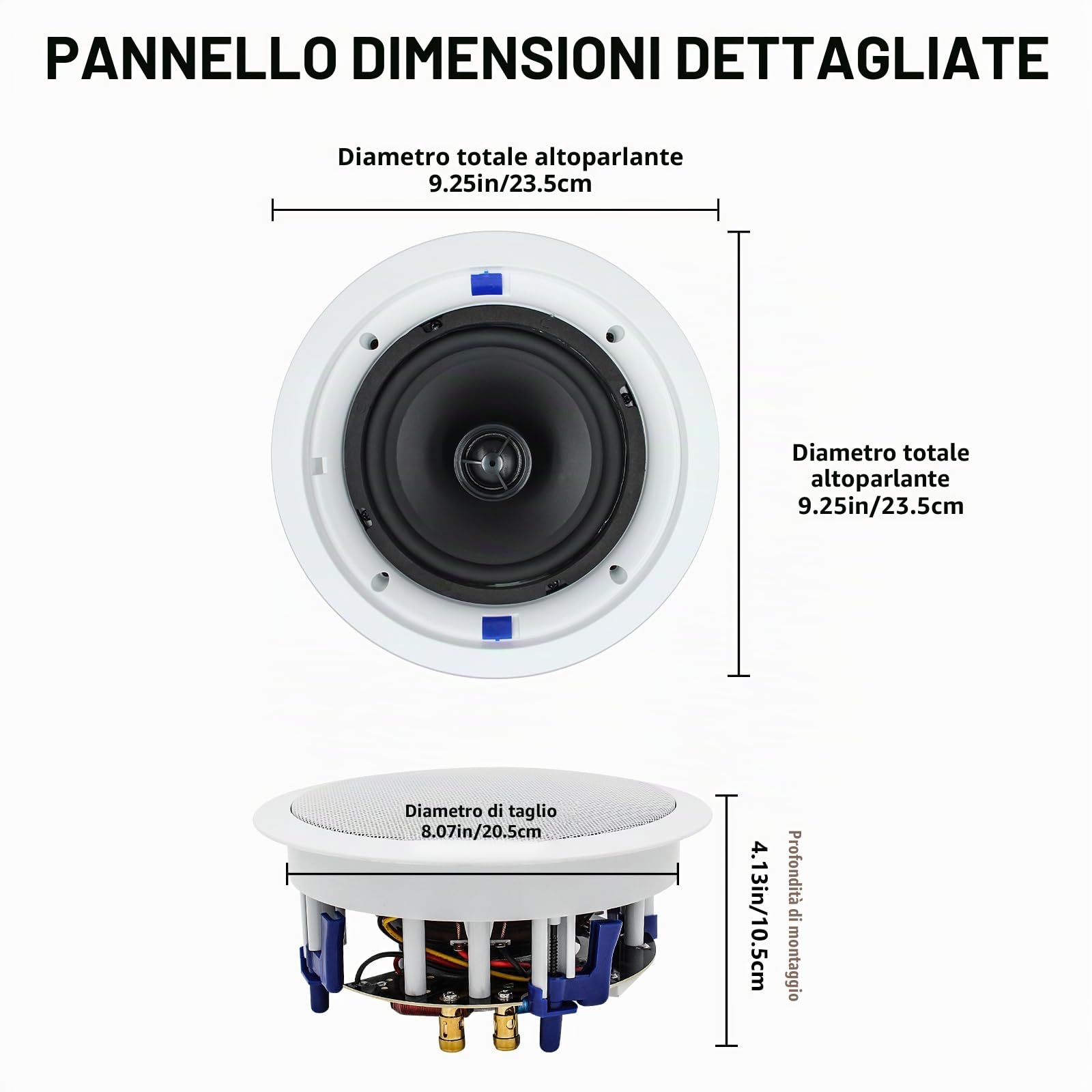 Herdio Altoparlanti da soffitto 16,5 cm 640 W 2 vie montaggio a incasso (4)