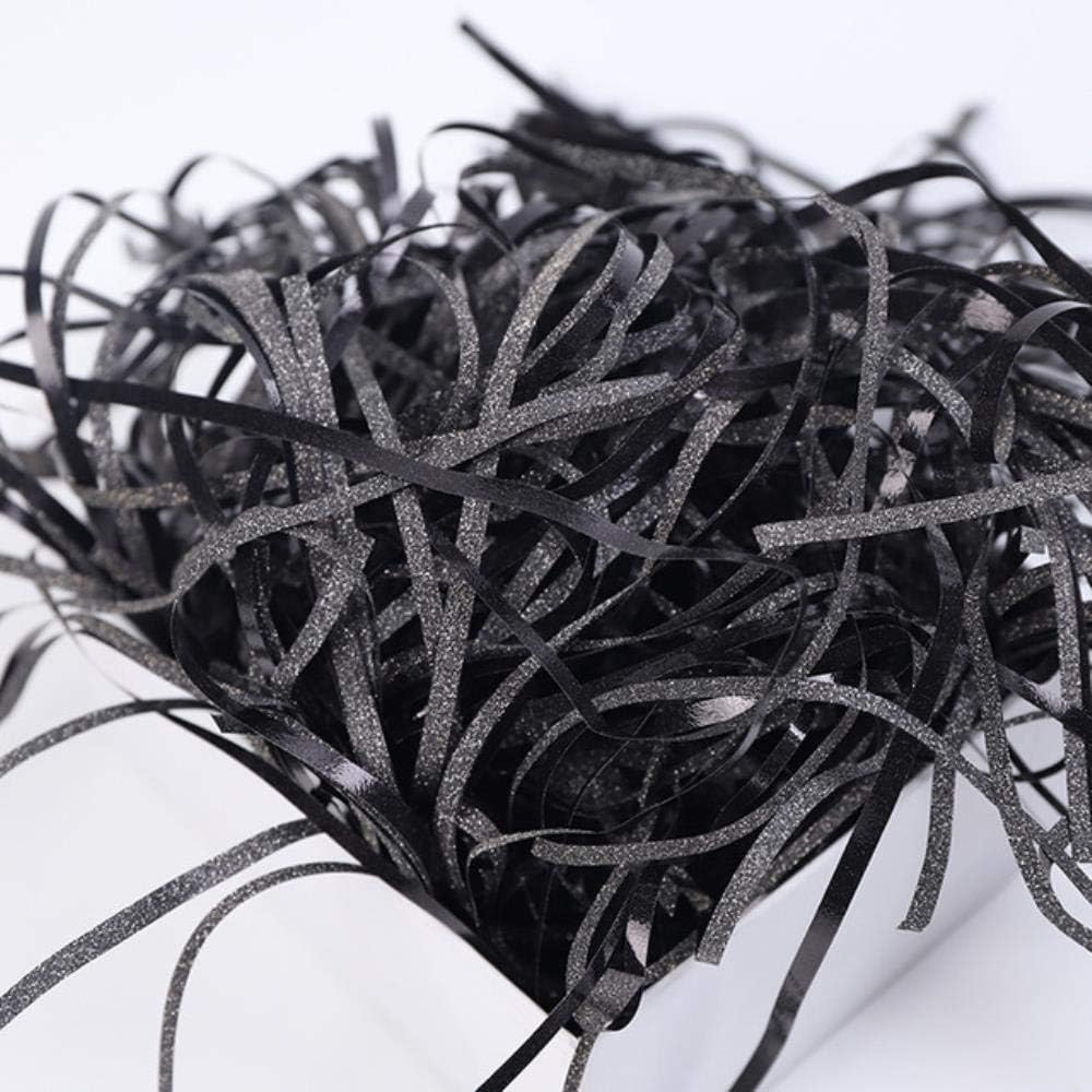 Xinger Colorful Shredded Glitter Paper Candy Boxes Gift Box Filling Material Tissue Party Gift Packaging Filler Decor 50g,Black