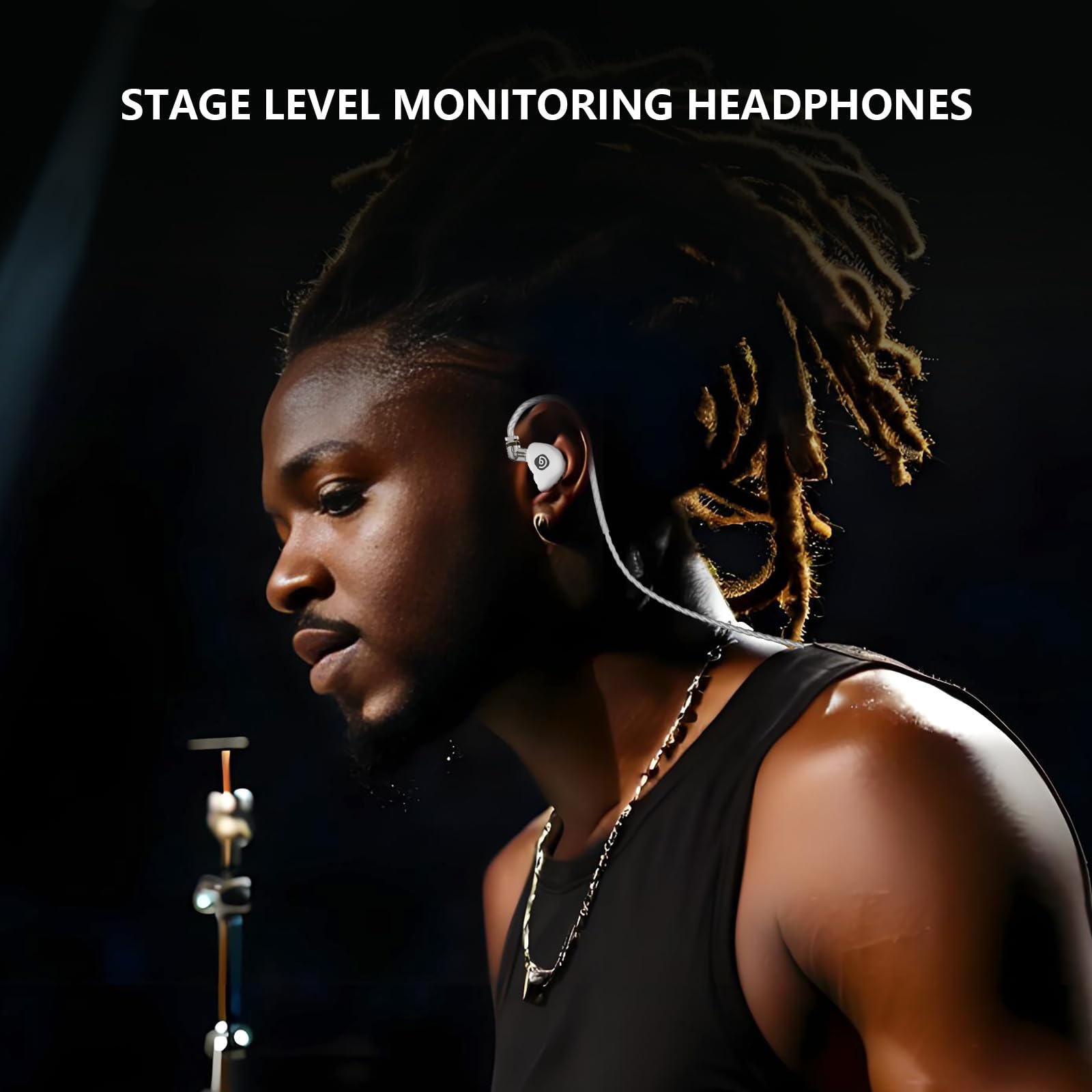 D Debra IE-210 Cuffie con Filo In Ear Monitor Professionali - Auricolari con Filo IEM per Musicisti, 2 Pin Rimovibile, Basso Distorsione, Hi-Fi per Palco Studio (Bianco)