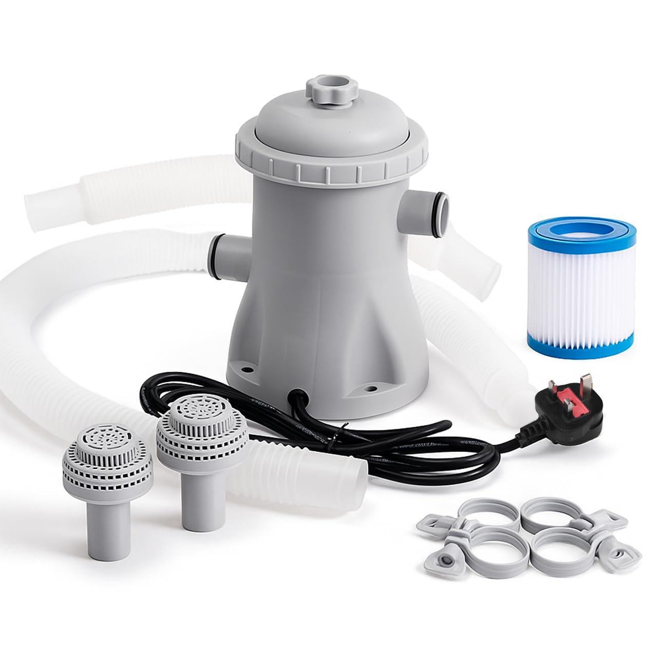 Elprico 330 Gallons Ground Pool Filter Pump,Efficiently Swimming Pool Cartridge Filter Pump,Pool Filter, Ground Pool Cartridge Filter Pump System (UK Plug)
