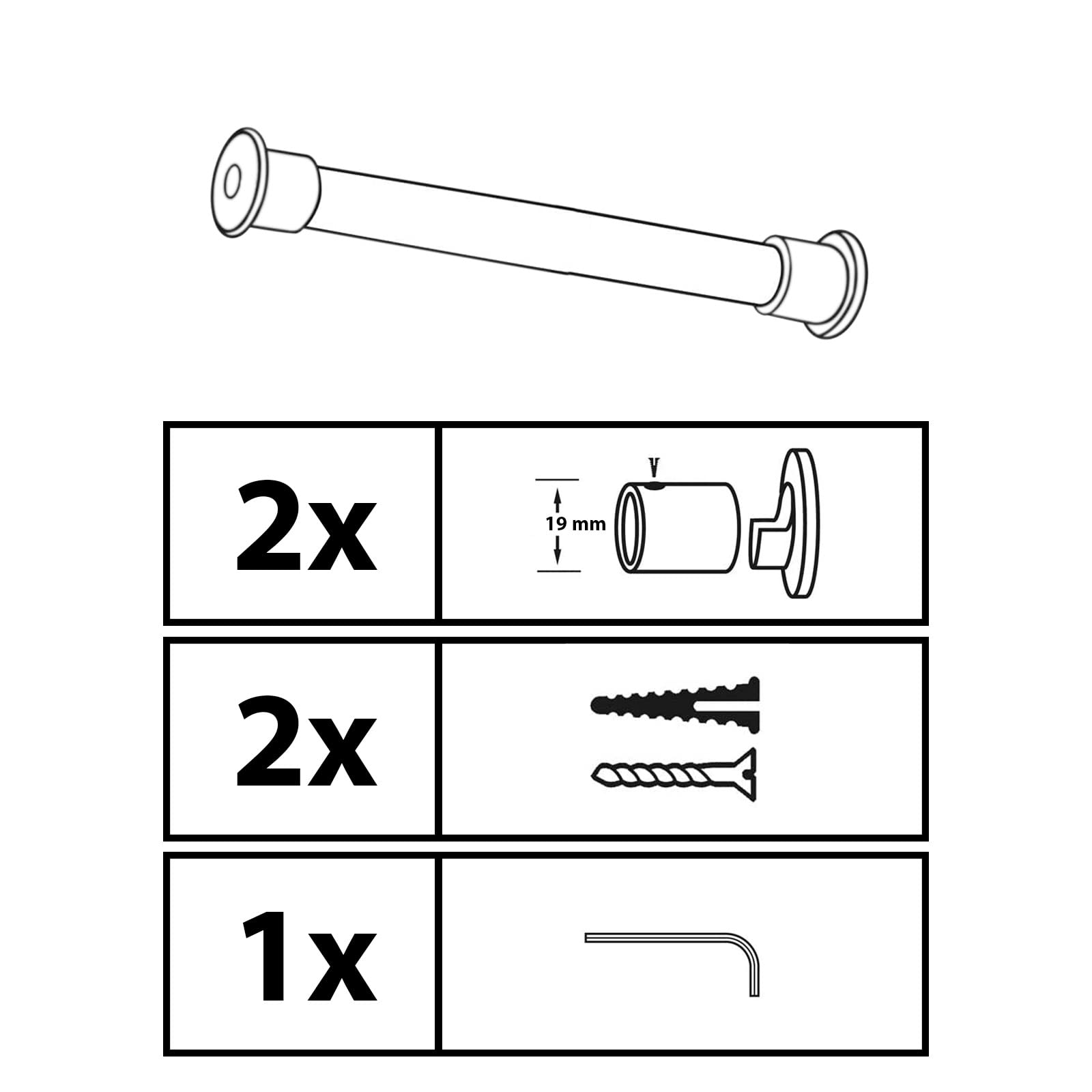 GARDINIA Soporte De Pared Para Barras De Cortina Con 19 Mm, Incluye, image size:1600x1600