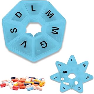 Pastillero semanal de colores en italiano con 7 compartimentos 7 días para tarjetas diarias organizador medicinales pastilleros medicinales transparente satinado (AZZURRO)