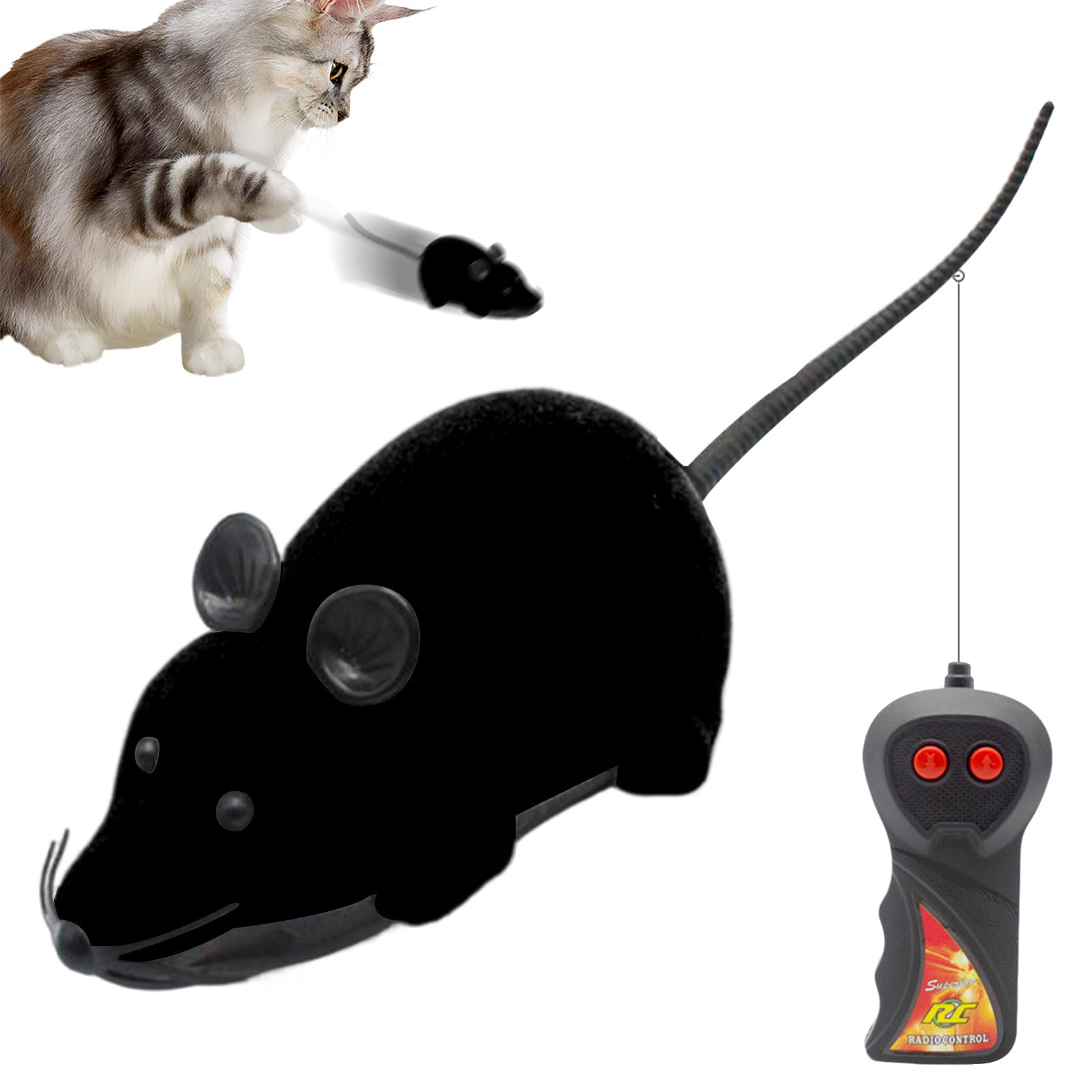 Remote Control Cat Toy - Interactive Cat Toy | Electronic Pet Toys | Automatic Mice with Remote Control,Flocking Mise Electric Prank for Dogs and Cats