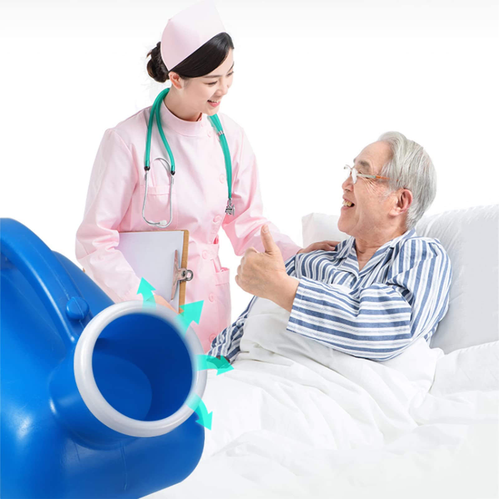 YNGJUENCP Male Urine Bottle,Blue Portable Urinals,for Men Pee Bottle,Reusable Men's Potty,with Lid 2000ml(Size:5pcs)