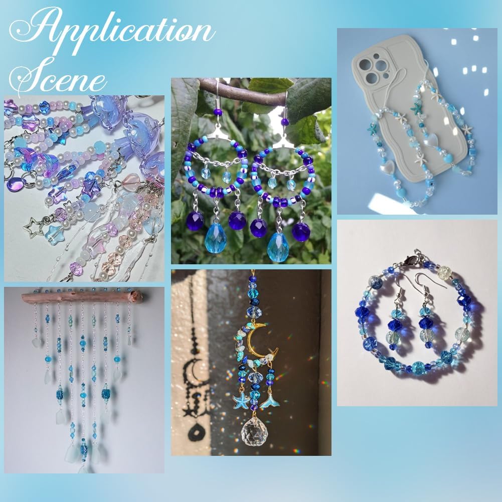 SUNNYCLUE 1 Box 400Pcs 6mm Abacus Beads Flat Round Glass Beads Bulk Small Cute Blue Transparent White Crystal Rondelle Loose Spacers for Bracelet Making Jewelry Necklace Crafts DIY Supplies Women - Image 6