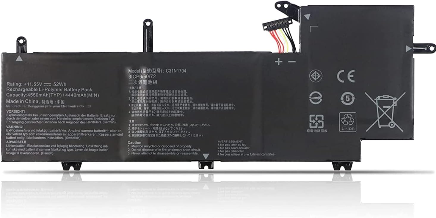 C31N1704 0B200-02650000 3ICP6/60/72 Laptop Battery Compatible with ASUS ZenBook Flip 15 UX561UD Q535U Q535UD Q535UD-BI7T11 Series(11.55V 52Wh)
