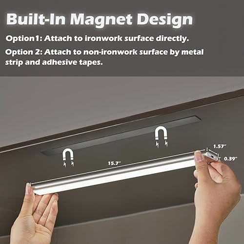 Miniatura 4 de POVODA Luces LED para debajo del mostrador para cocina, iluminación debajo del gabinete, luz inalámbrica con sensor de movimiento, luz de armario,