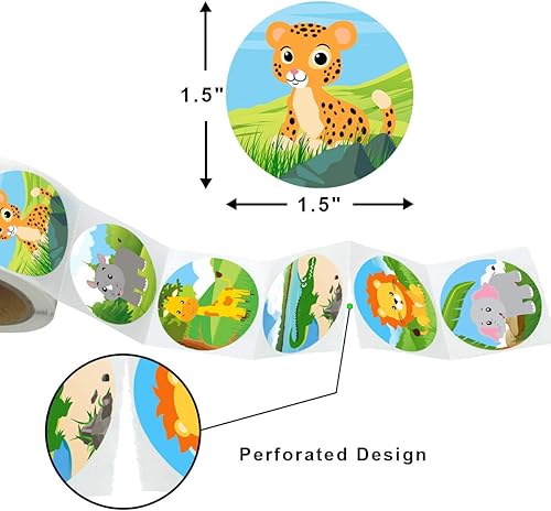 Miniatura 3 de Calcomanía de animales del zoológico de la selva para niños, etiquetas individuales de animales salvajes, calcomanías de safari para niños pequeños,
